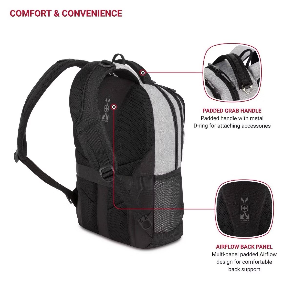 SwissGear Cecil 5505 Laptop Backpack, Light Heather Grey, 18-Inch NWT Brand New