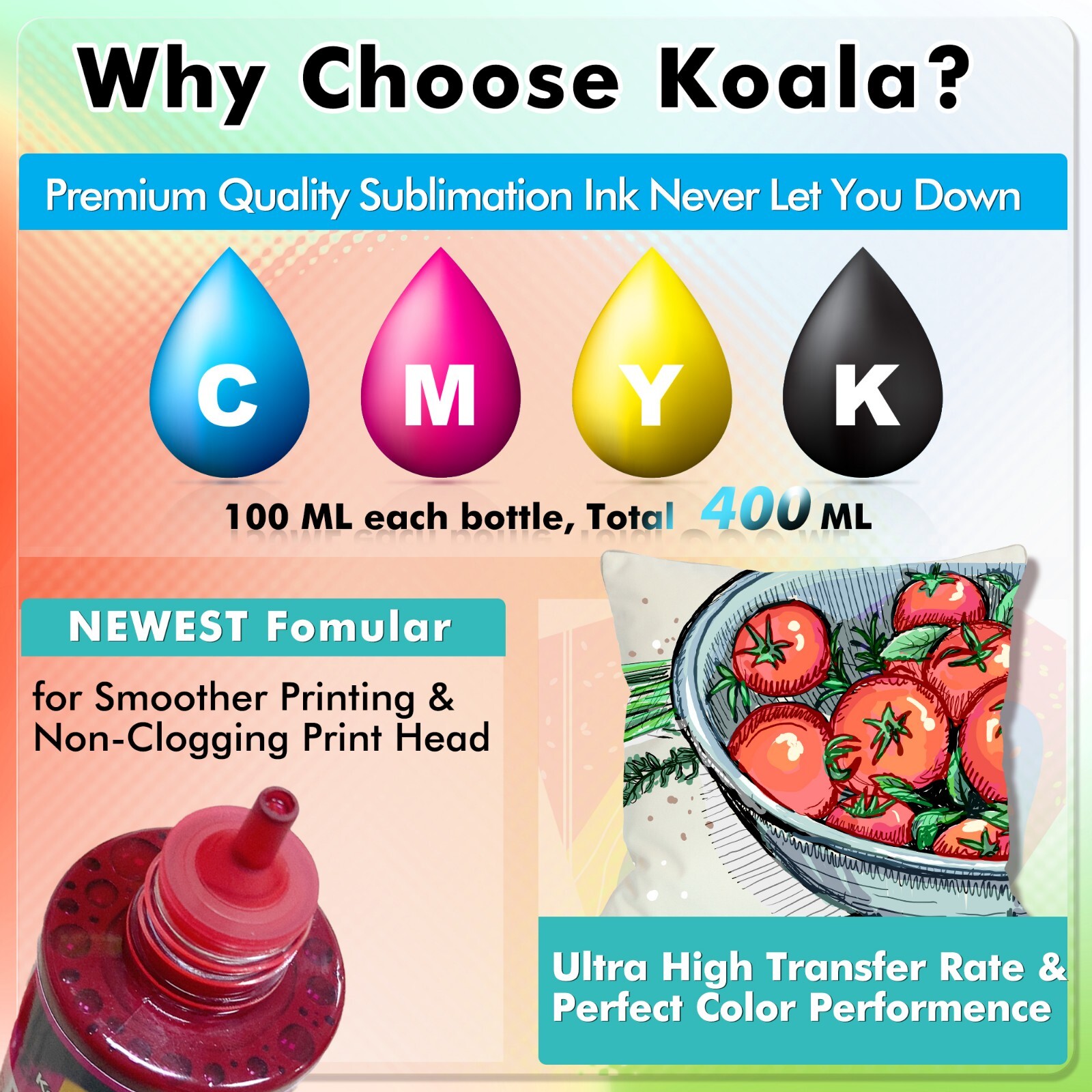 1600ML Bulk Koala Sublimation Ink for Epson Et 2720 2760 2803 2850 Wf 7710 7720