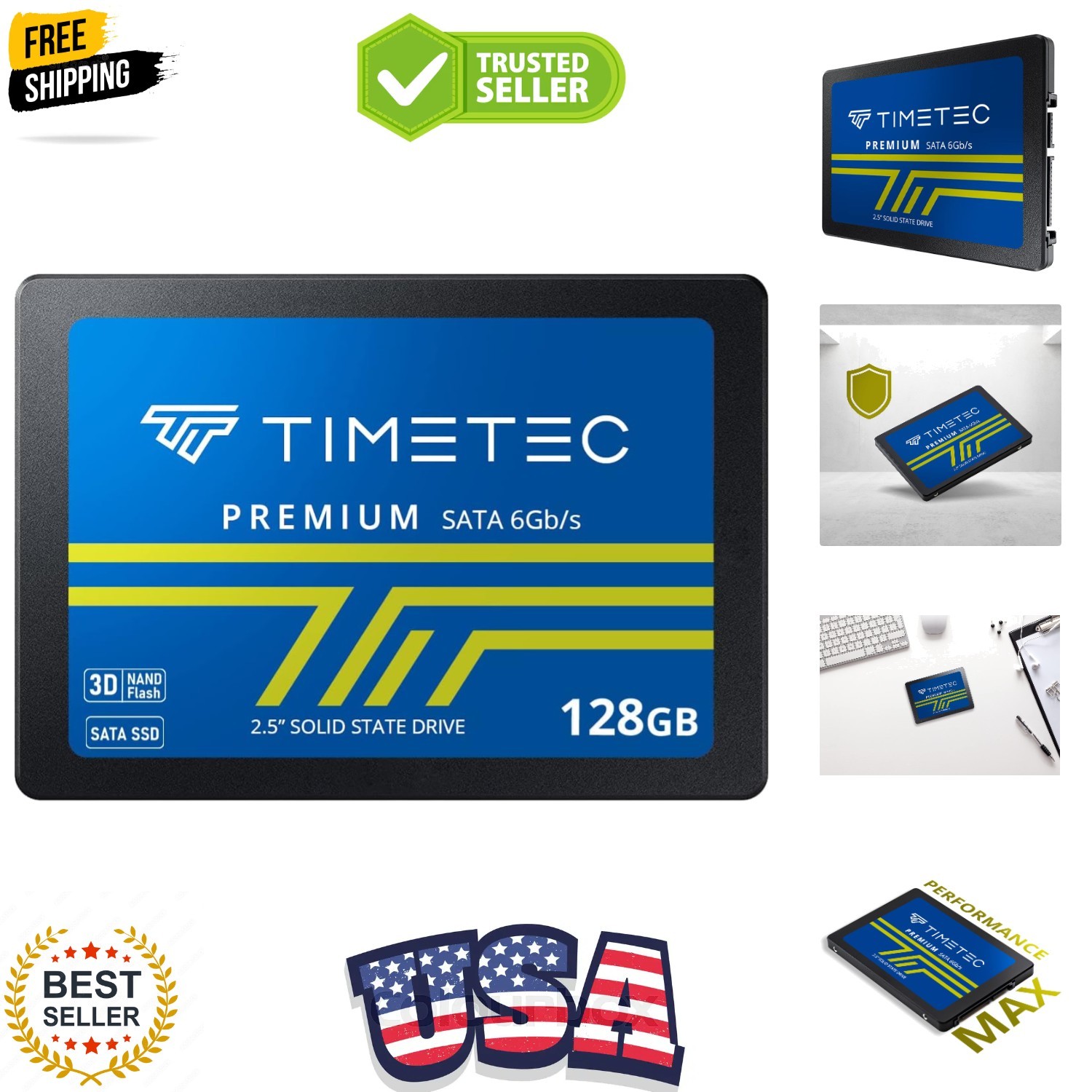 128GB SSD 3D NAND SATA III 6Gb/s 2.5 Inch 7mm 0.28″ Read Speed Up to 550 MB/s…