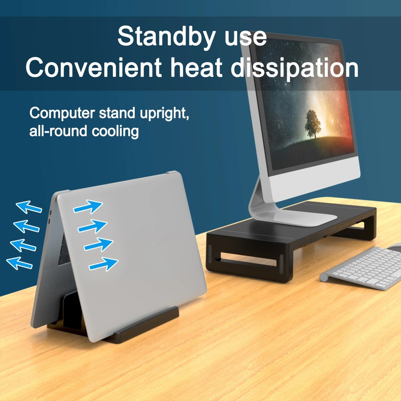Vertical Laptop Stand Dual Slot Desk Holder Space Saving for MacBook Notebook