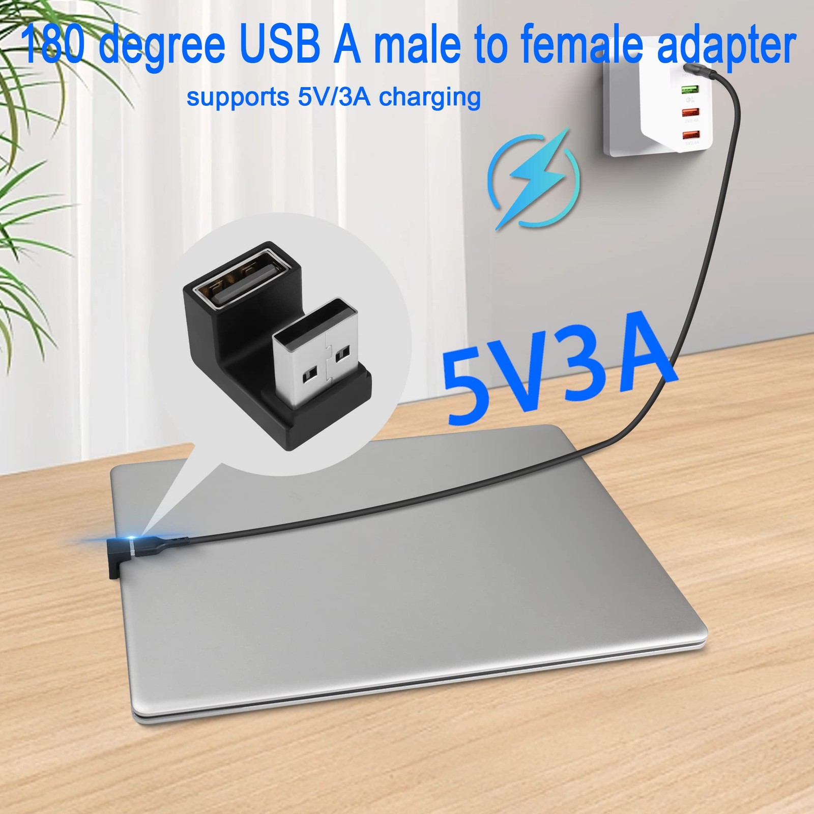 U-Shape Angle USB 3.1 Adapter Converter 10Gbps 180 Degree USB A to Female Cou…