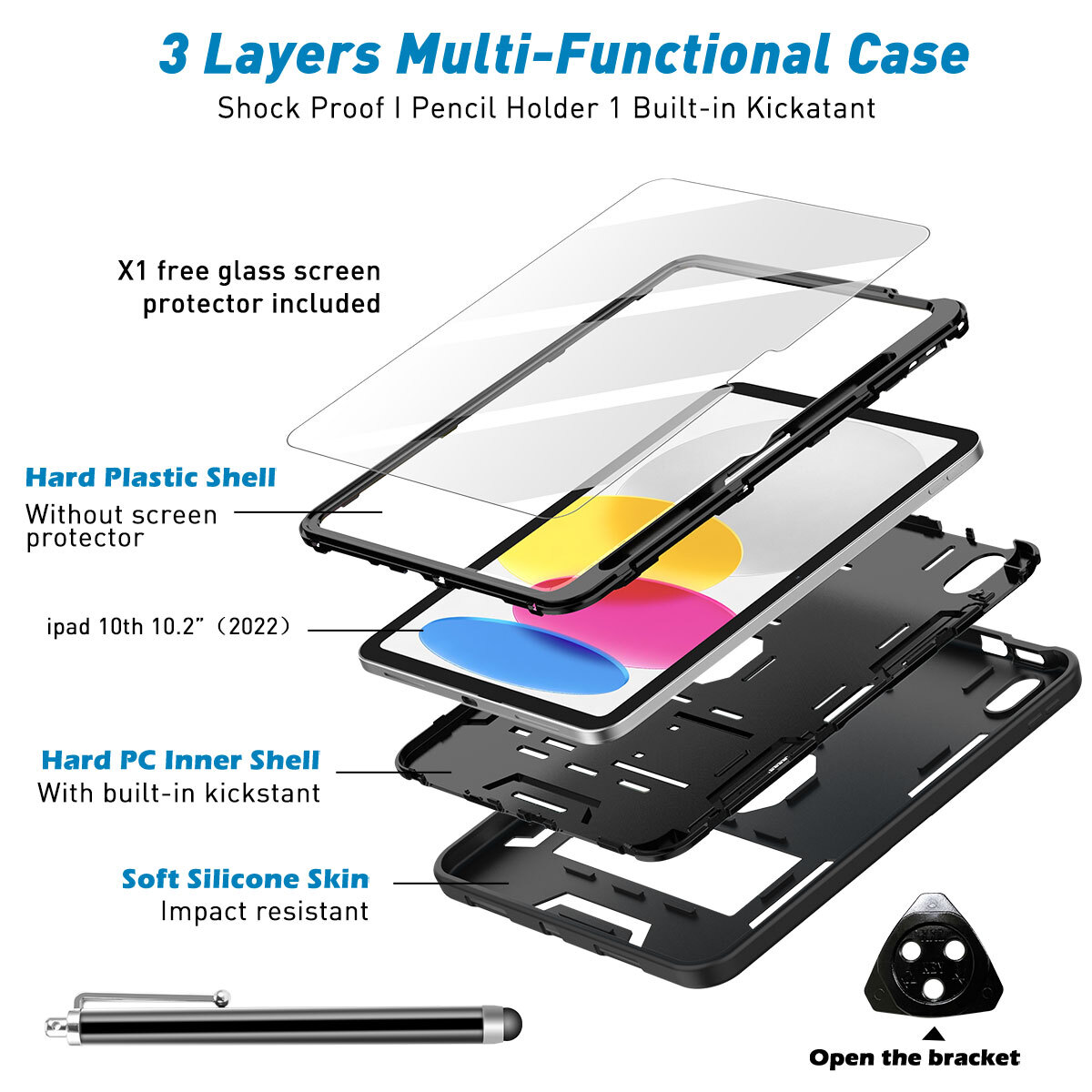 For Apple iPad (A16) Case Shockproof Heavy Duty Stand Cover+Screen Protector
