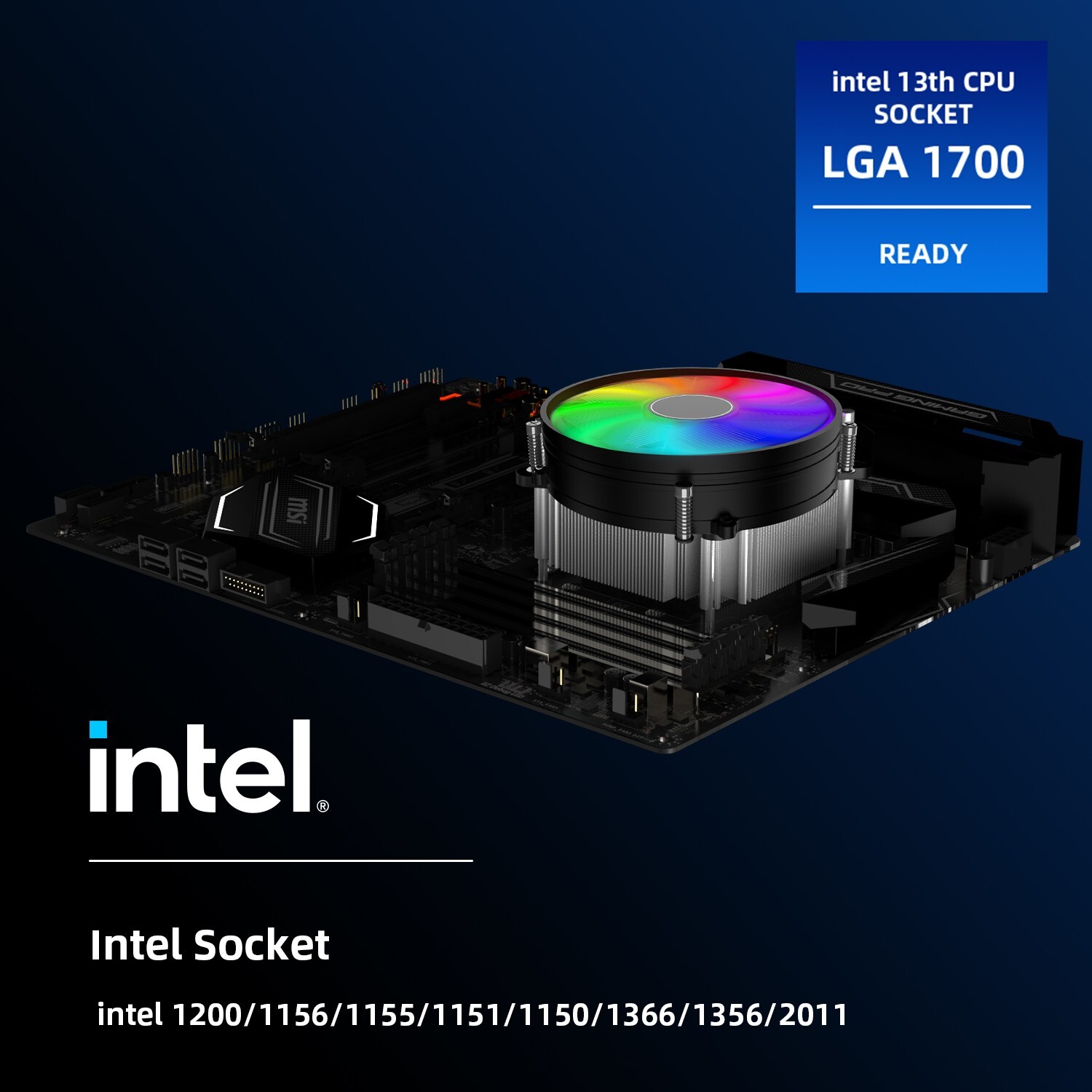 RGB CPU Air Cooler PC Computer 90mm Thermal Fan for Intel LGA 1700/1200/1150 USA