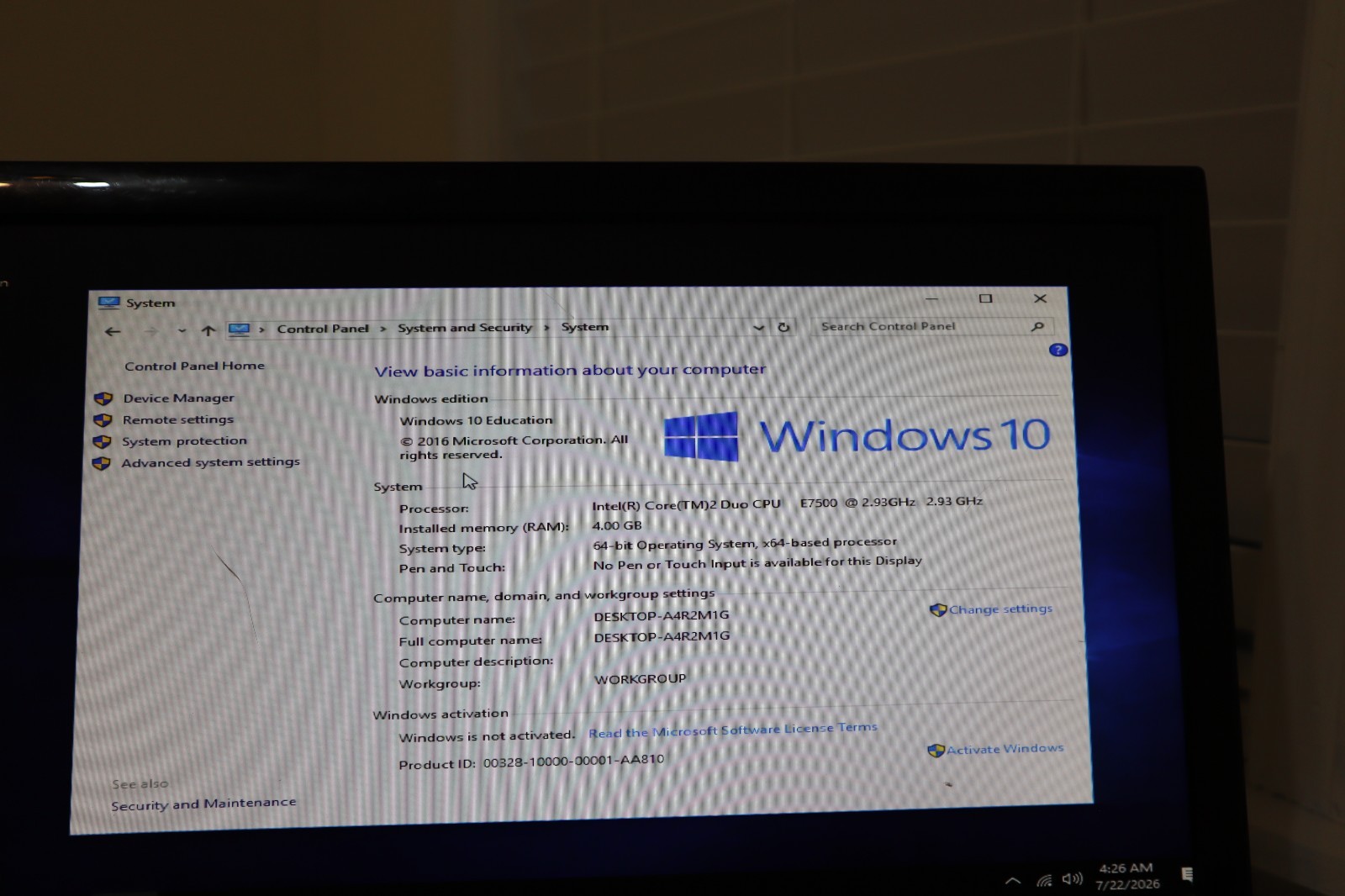 Dell OptiPlex 380 Intel Core 2 Duo E7500 2.93GHz 250GB 4.0GB Ram 500GB HD Win 10