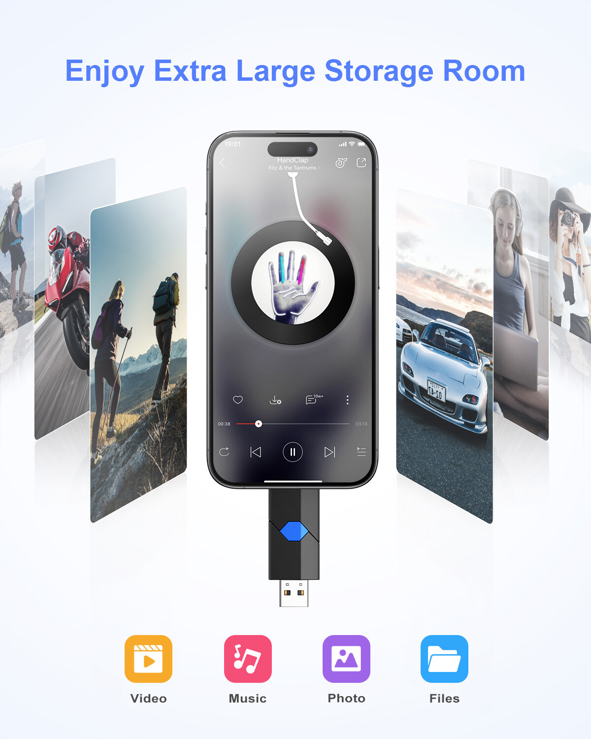 Kootion 32GB 64GB 128GB Retractable Type-C Flash Drive Memory Stick For Phone PC