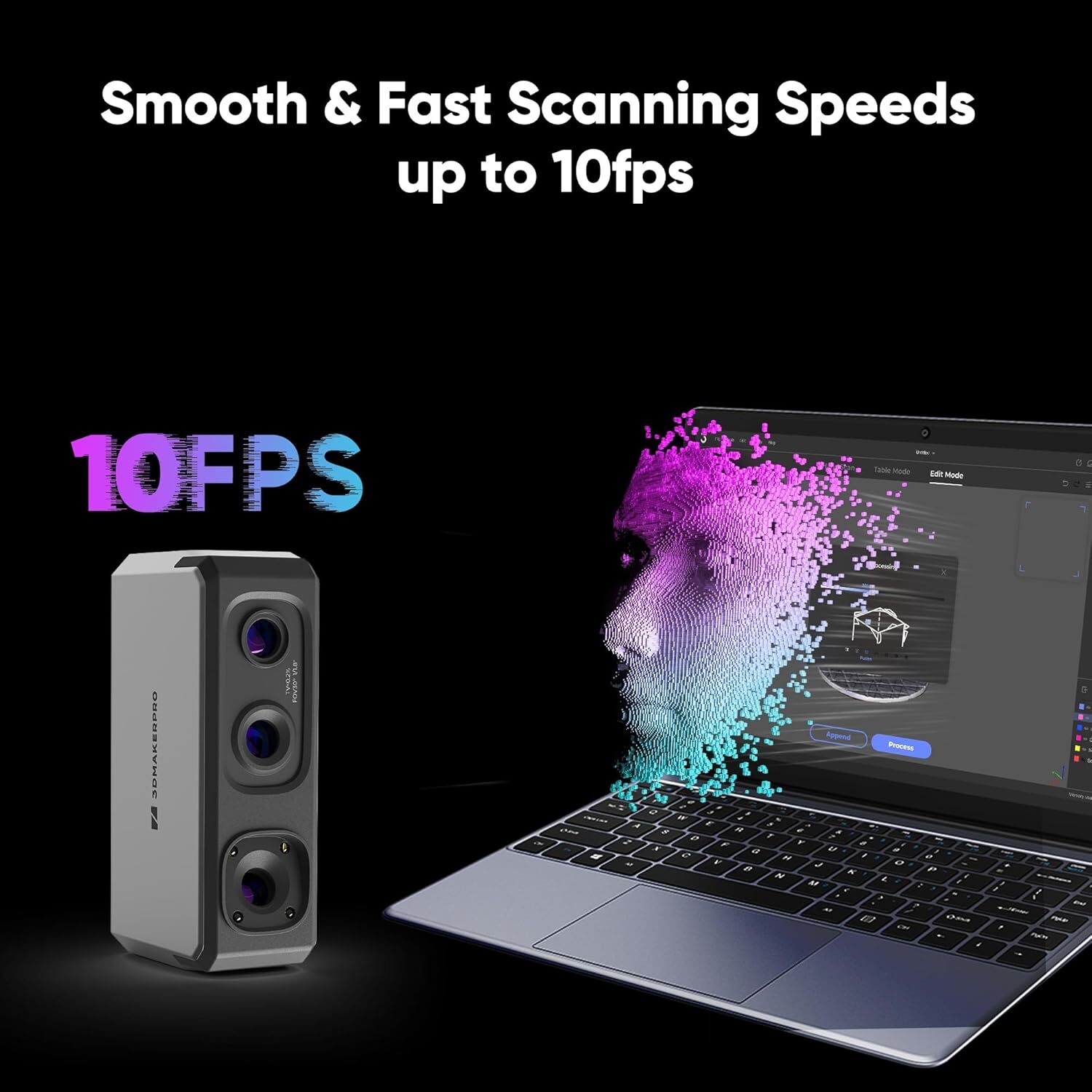 3DMakerpro Handheld 3D Scanner For 3D-Printing 0.01mm Accuracy 10FPS Seal New