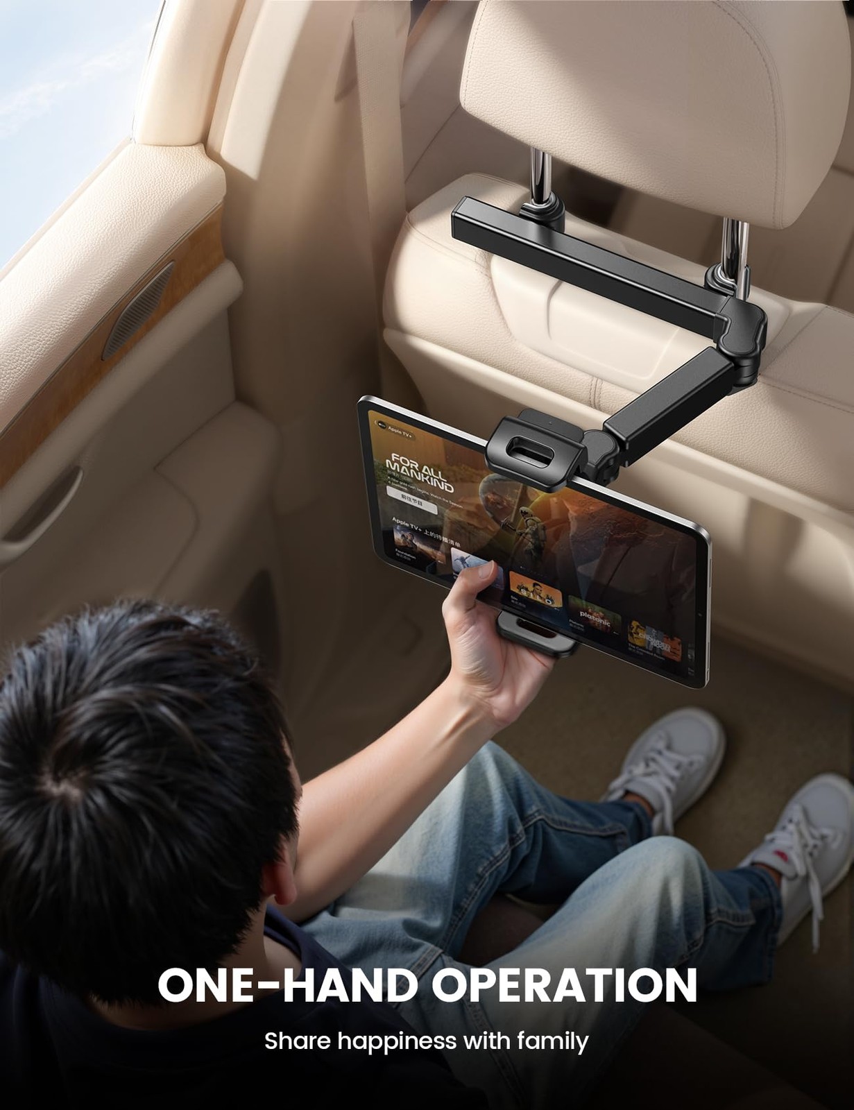 Lamicall Car Headrest Tablet Holder – [3 in 1 5.9 x 8.7 x 2.5 inches, Black