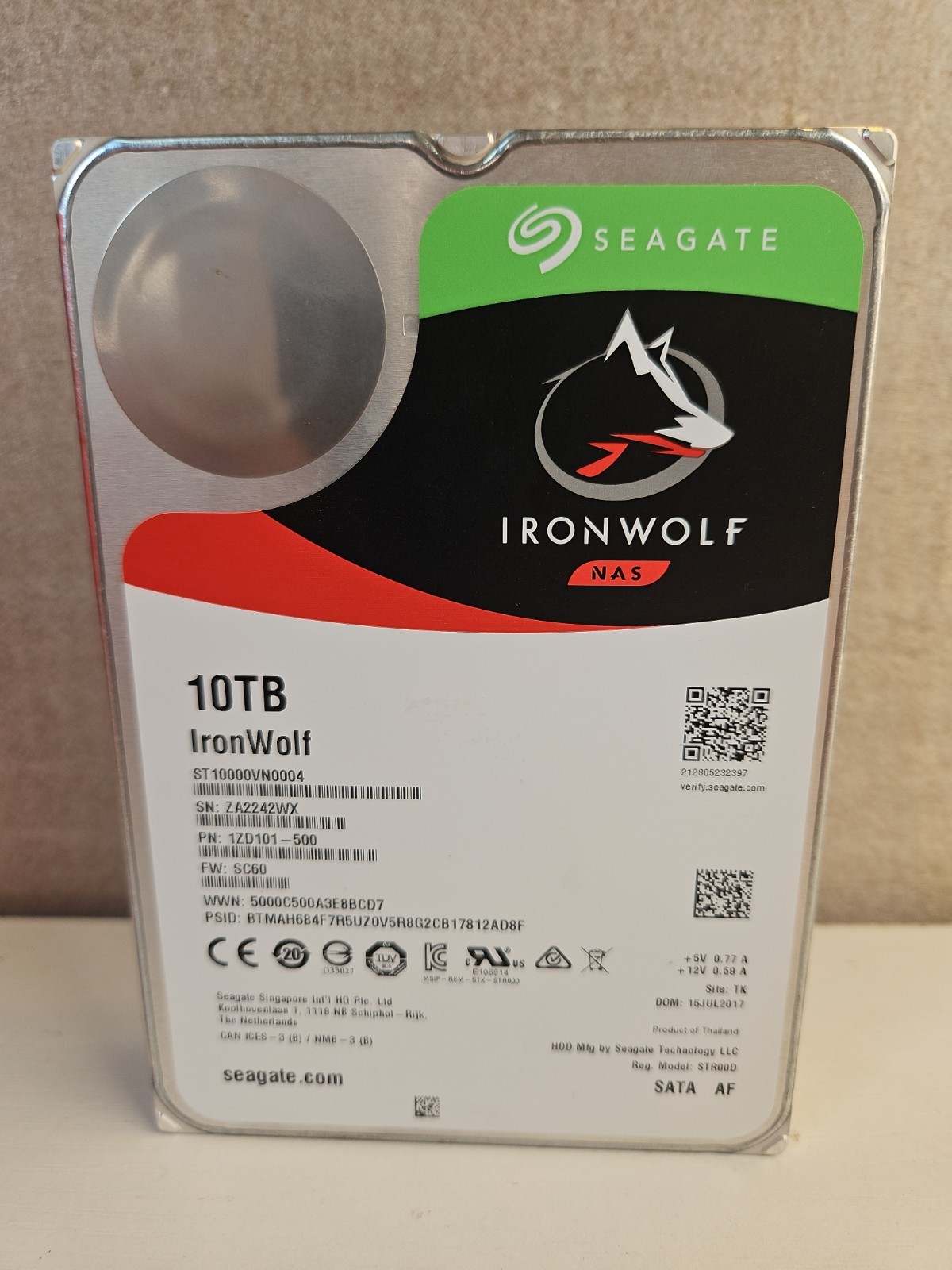 SEAGATE IRONWOLF 10TB 3.5″ SATA HARD DRIVE 7200 RPM ST10000VN0004 FOR PARTS (T7