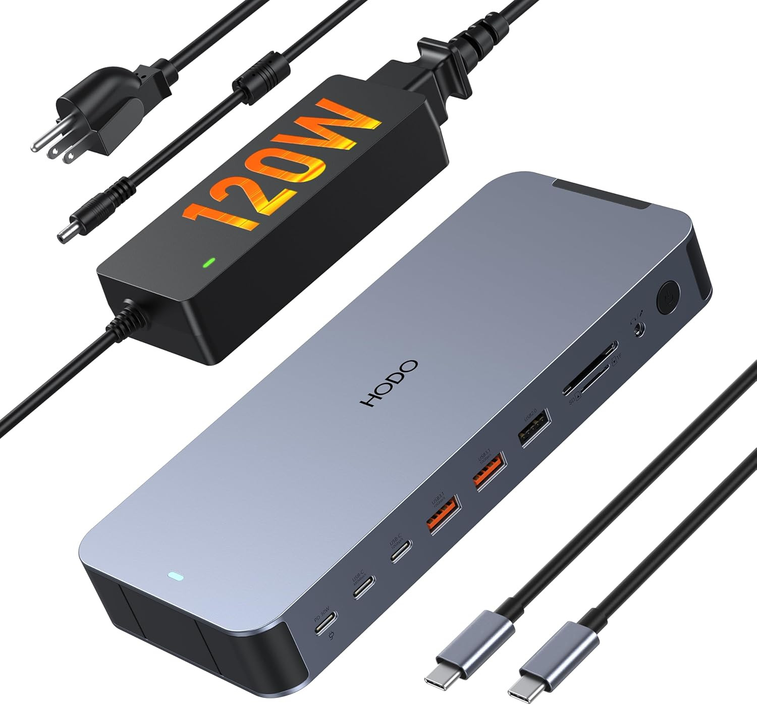 Laptop Docking Station with 120W Power Adapter,18 in 1 USB C Docking Station Dua