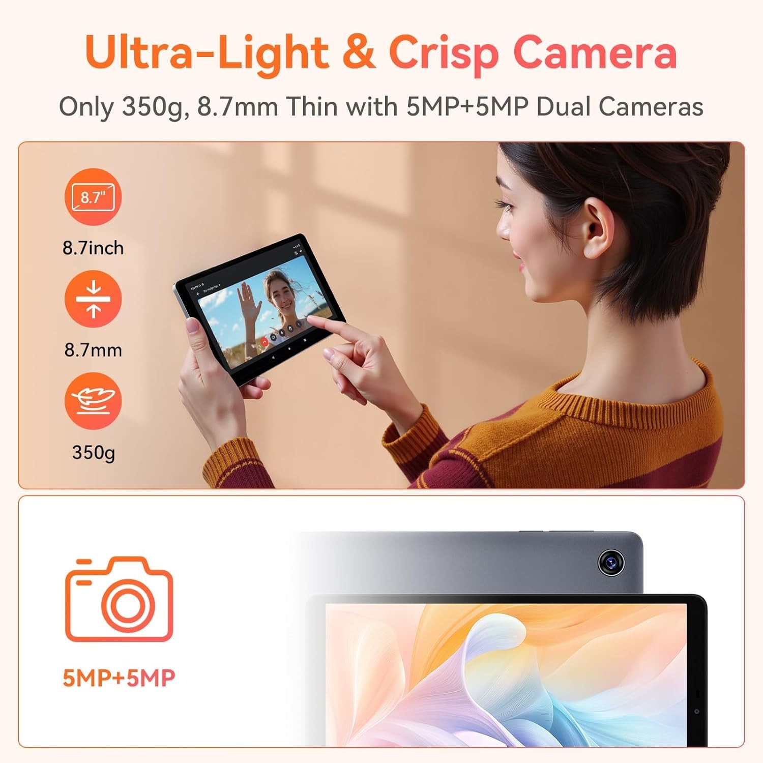ALLDOCUBE Android 15 Tablet 8.7″ 90Hz Octa-Core 4000mAh 4G 800×1340HD 12+64GB