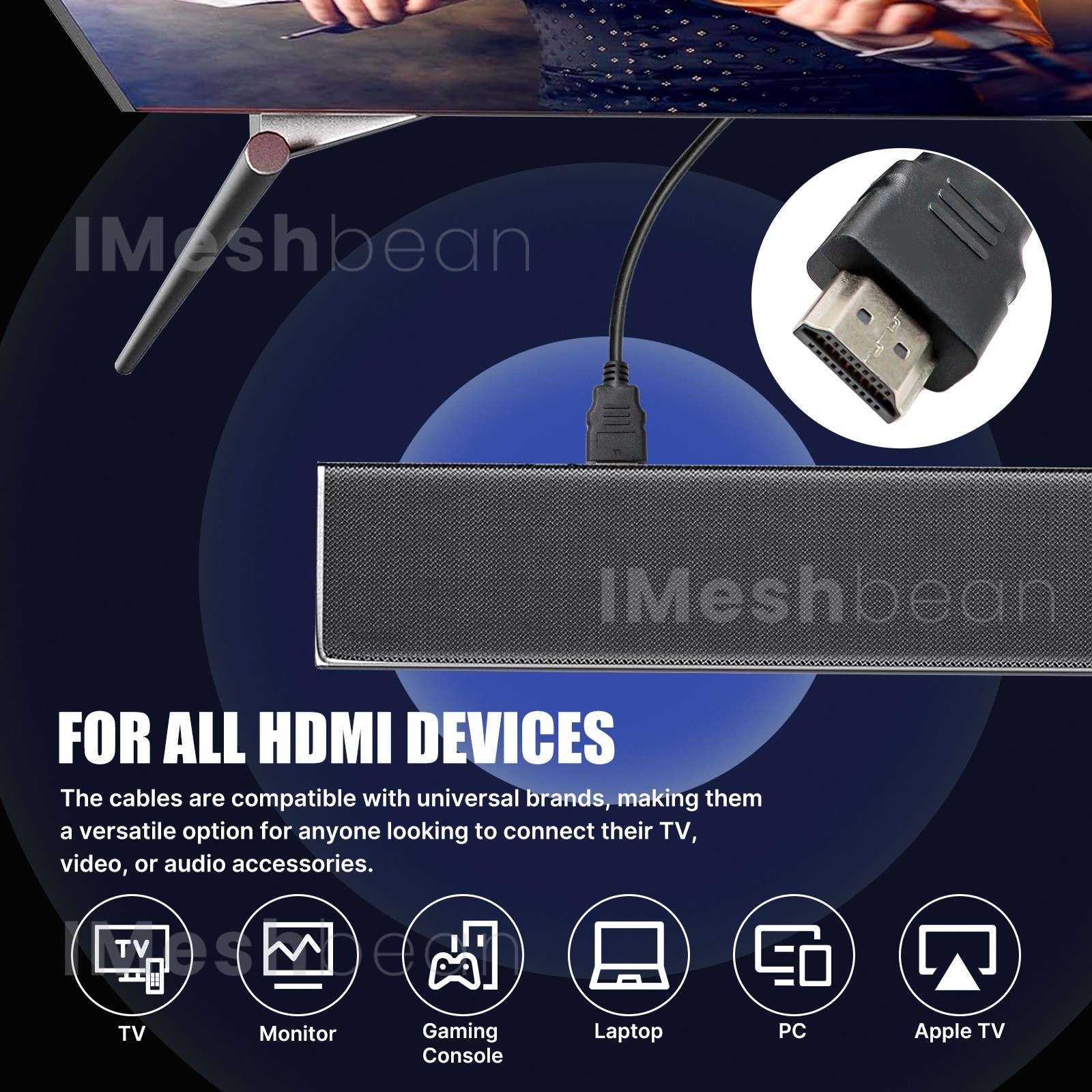 100 Count 5ft HDMI Cable High Speed Black Brand New Never Used Bulk Lot Of 100