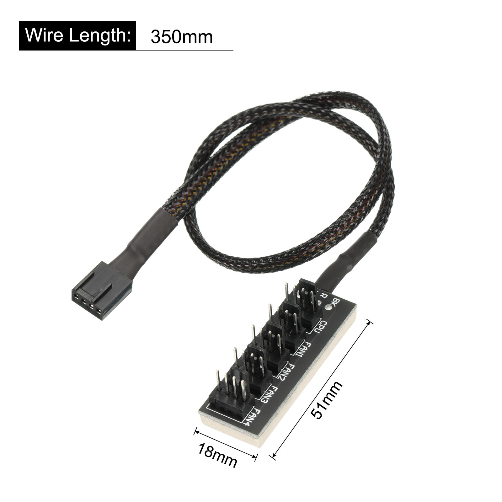Motherboard PWM Fan Splitter Cable 4 Pin 5 Way PC CPU Cooling Fan Extension