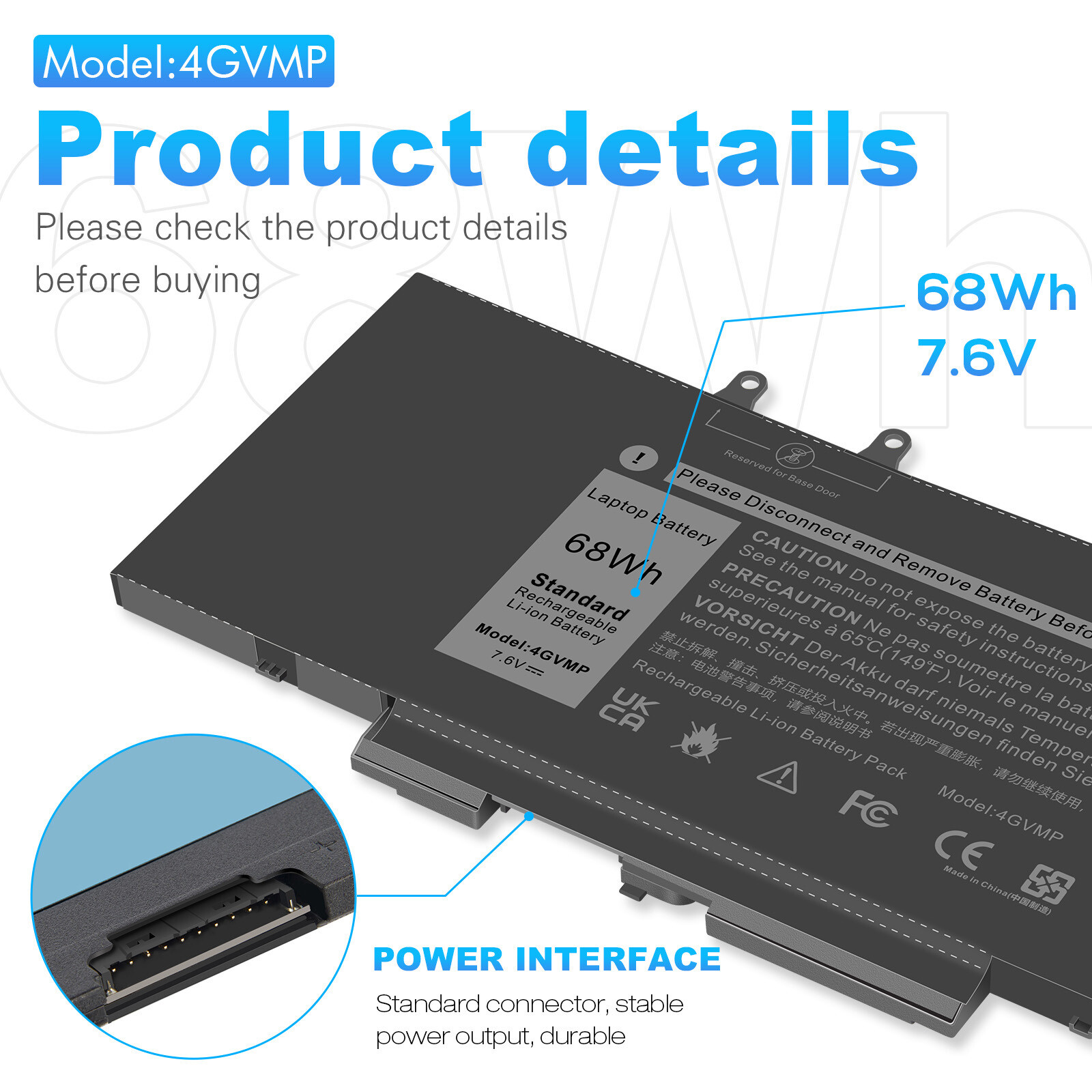 🔥LOT 4GVMP Battery For Dell Latitude 5400 5500 Precision 3540 M3540 68Wh 7.6V