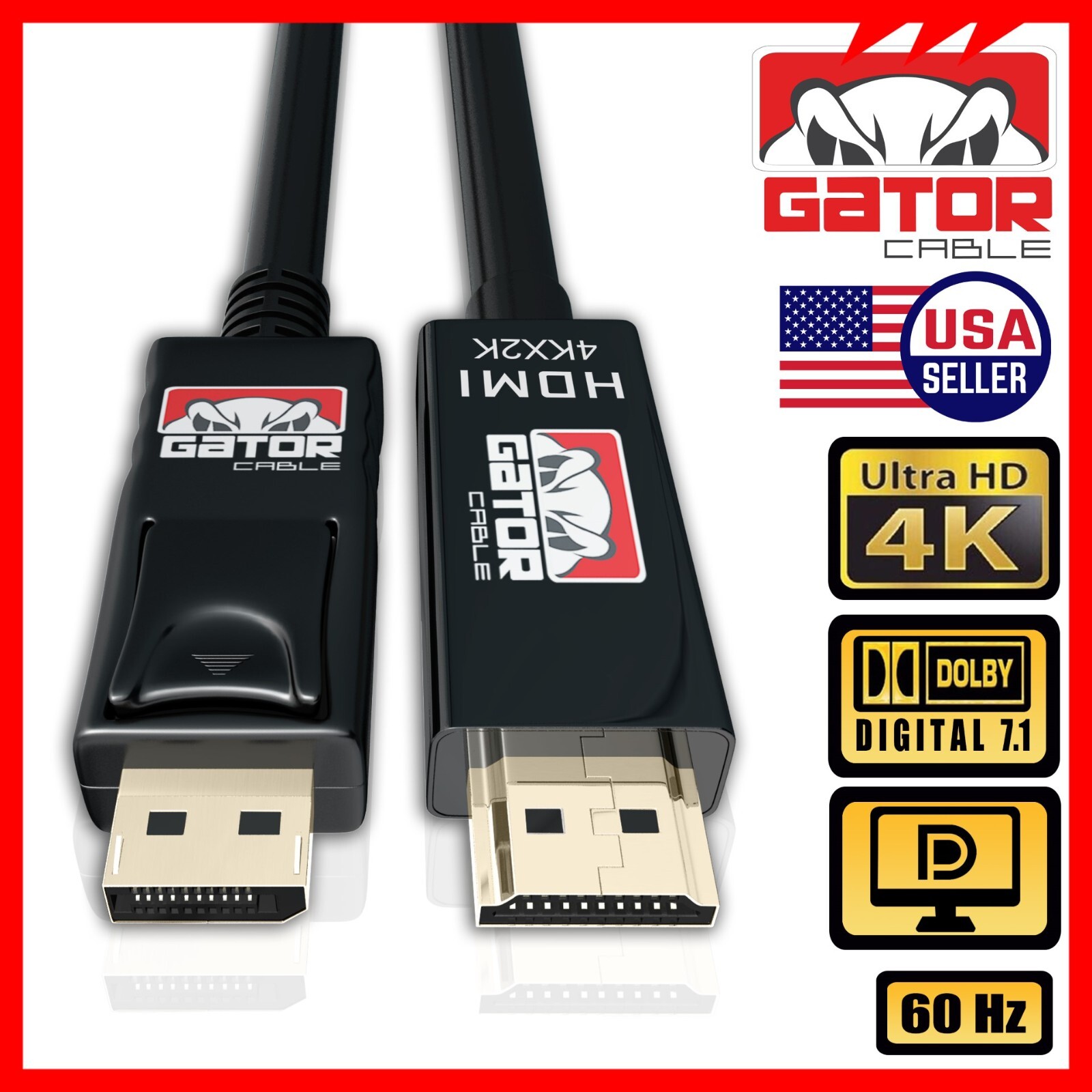 4K DisplayPort DP to HDMI Cable 60Hz 2160P 25.92Gbps HDR Audio Video Adapter PC