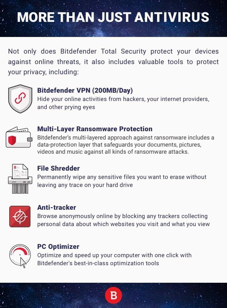 Bitdefender Total Security – 3 Years 1-10 Devices + Daily VPN