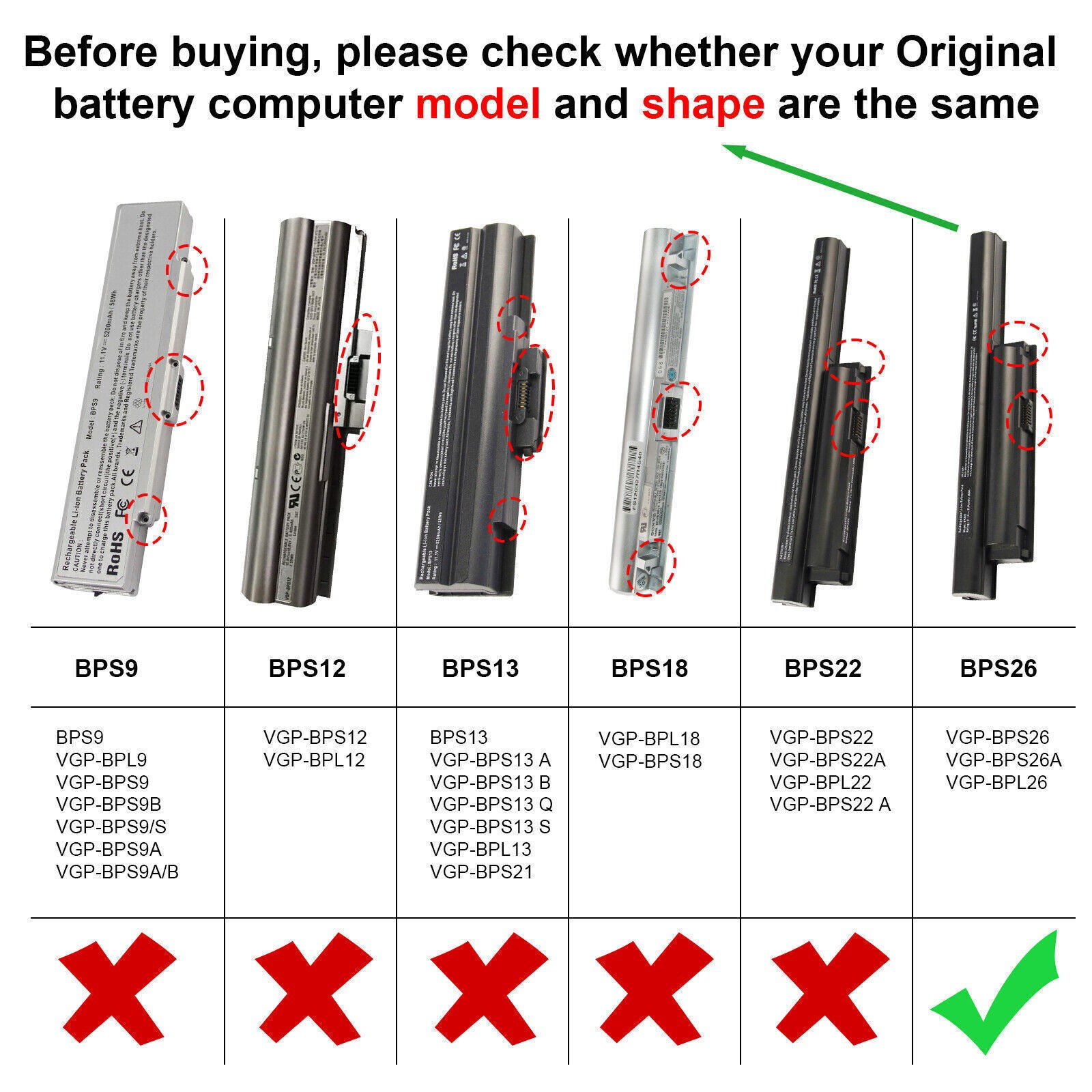 LOT Battery BPS26 For SONY VAIO CA CB EG VGP-BPS26 VGP-BPS26A VGP-BPL26 5200mAh