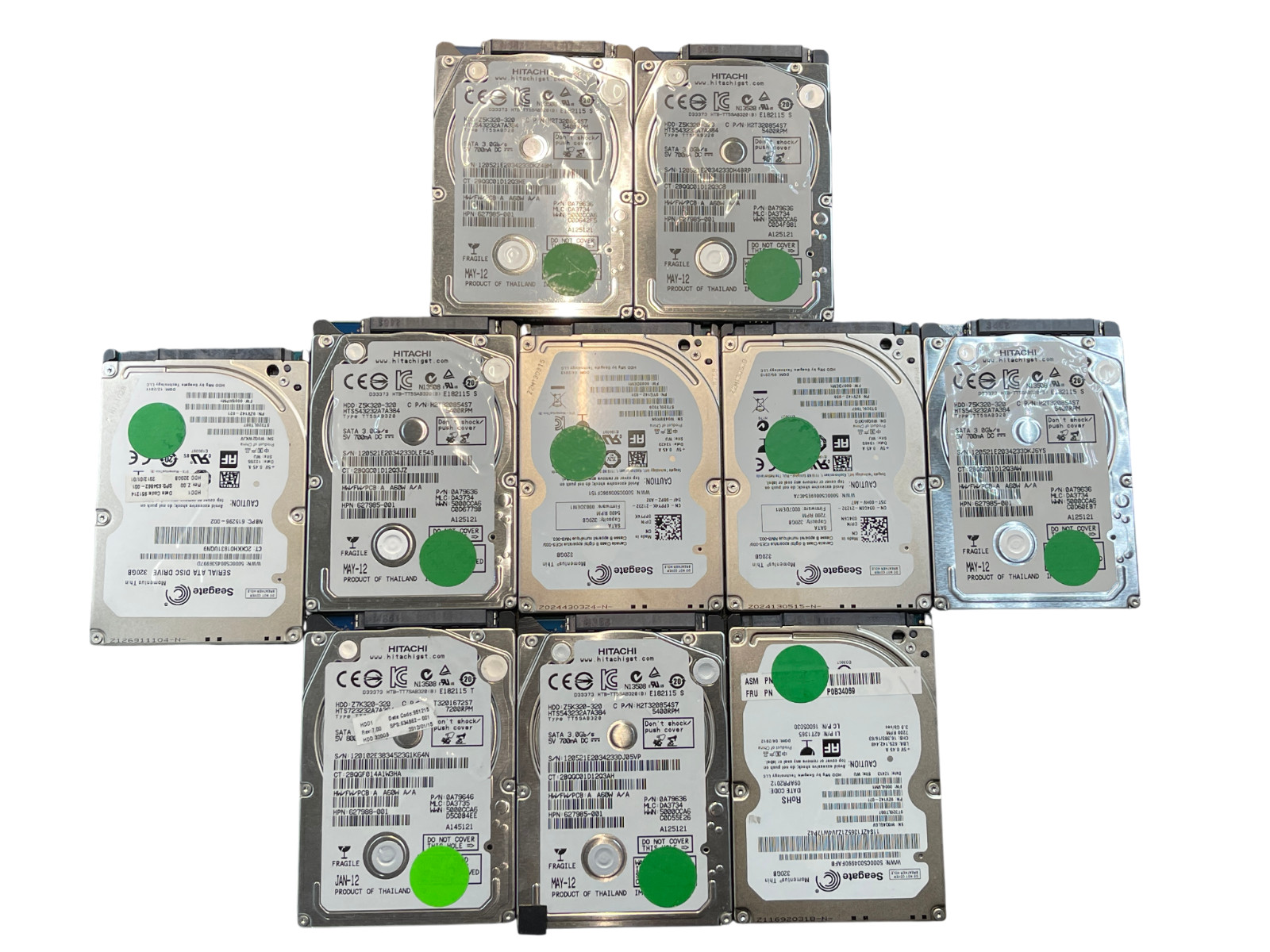 Lot of 10x 320GB SATA 2.5″ MIX Notebook Laptop Hard Drives HD Major Brands