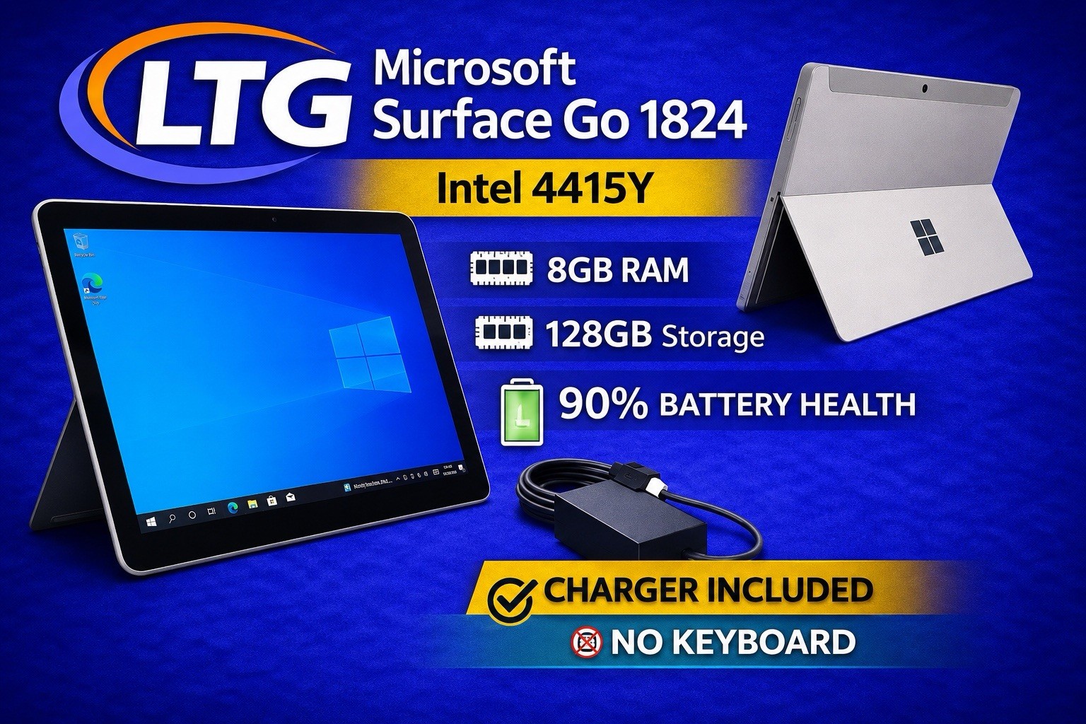 Microsoft Surface Go 1824 Intel 8G 128 128gb Windows 10 Pro Charger Includ