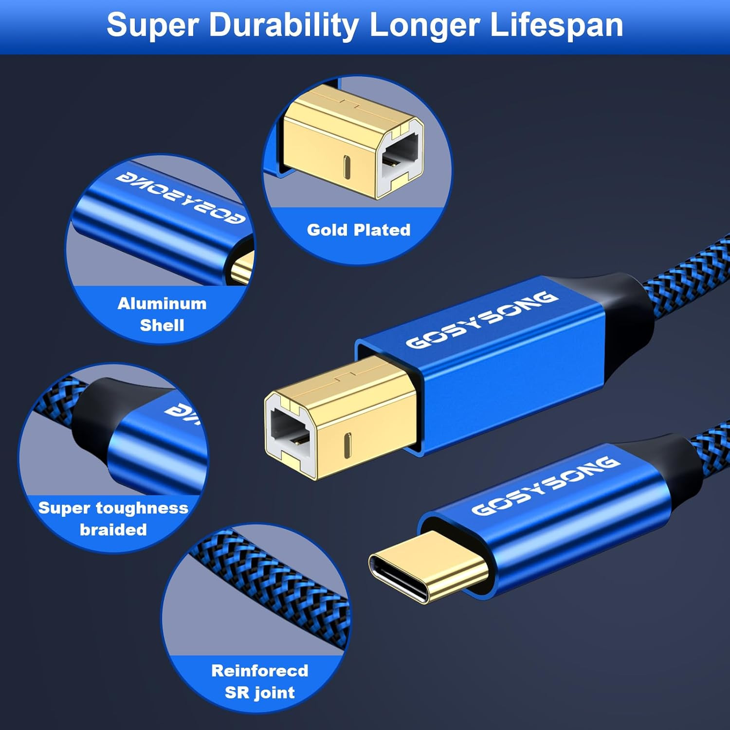 USB C Printer Cable 10Ft, High Speed USB C to B Printer Cord Compatible with Pr