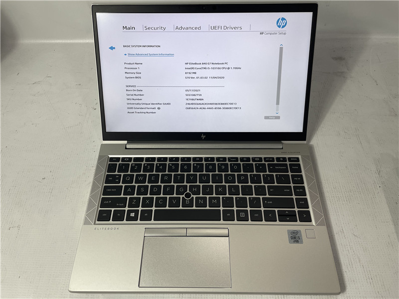 HP EliteBook 840 G7 Laptop i5-10310U 1.7GHz 8GB No SSD Win11 COA Grade C