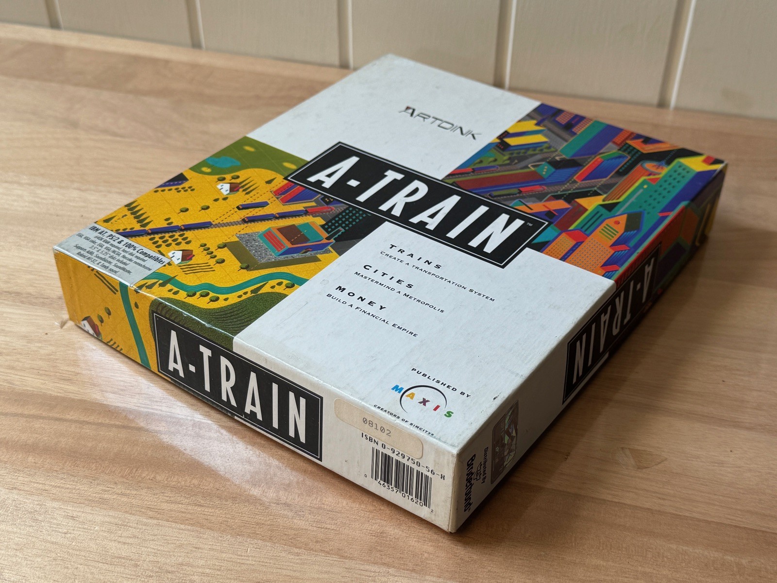 Vintage 1992 ArtDink Maxis A-TRAIN Train Simulation IBM Big Box Game