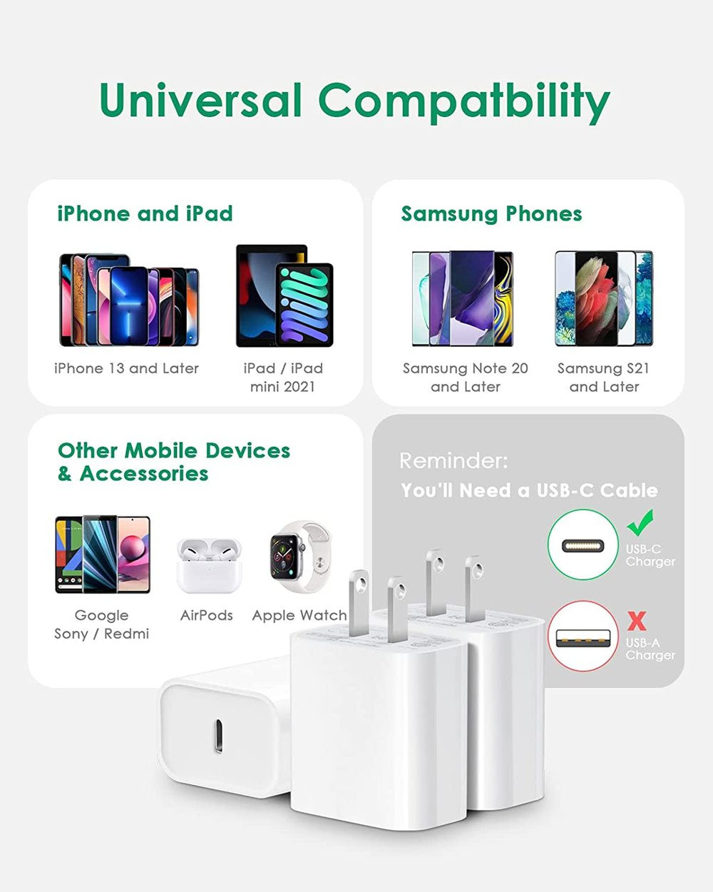 Fast Wall Charger 20W PD USB-C Power Adapter Lot For iPhone 15 14 13 12 11 iPad
