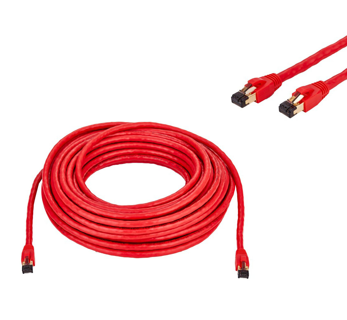 CAT8 RED SFTP Ethernet Cable 40Gbps 2GHz Copper LAN Wire 0.5FT- 75FT Multi LOT