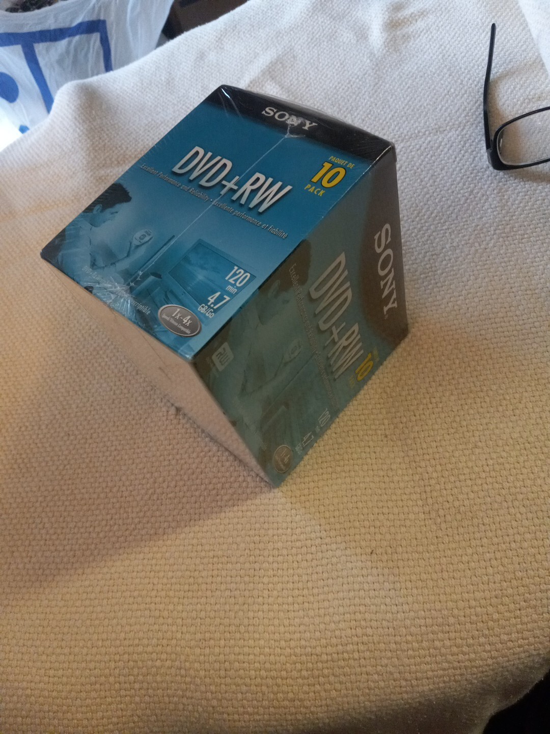 New Sony DVD + RW 10 Pack Rewriteable DVD Discs 4.7GB 120 Minutes. J1