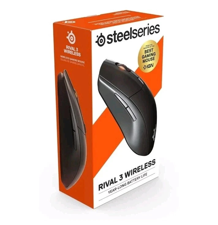 SteelSeries Rival 3 Wireless Gaming Mouse 18,000 DPI, Bluetooth/USB, RGB, Black