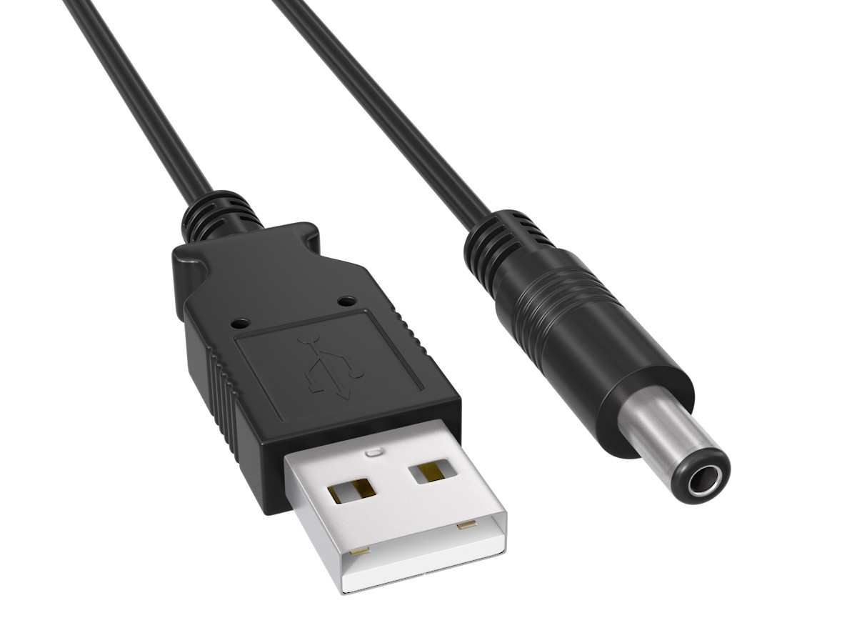 6ft USB 2.0 Type A to DC 5.5mm x 2.1mm DC 5V Power Barrel Plug Connector Cable