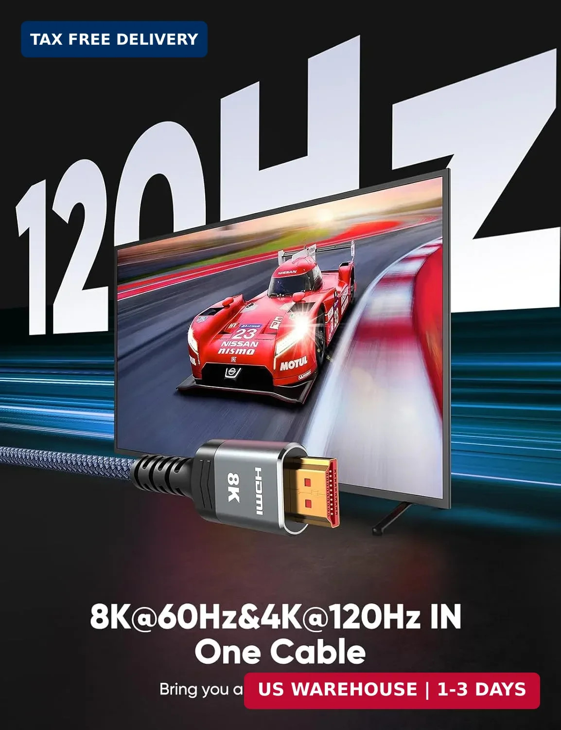 10K 8K HDMI 2.1 Cable 2-Pack 6.6FT, Highwings Certified 48Gbps Ultra High Speed