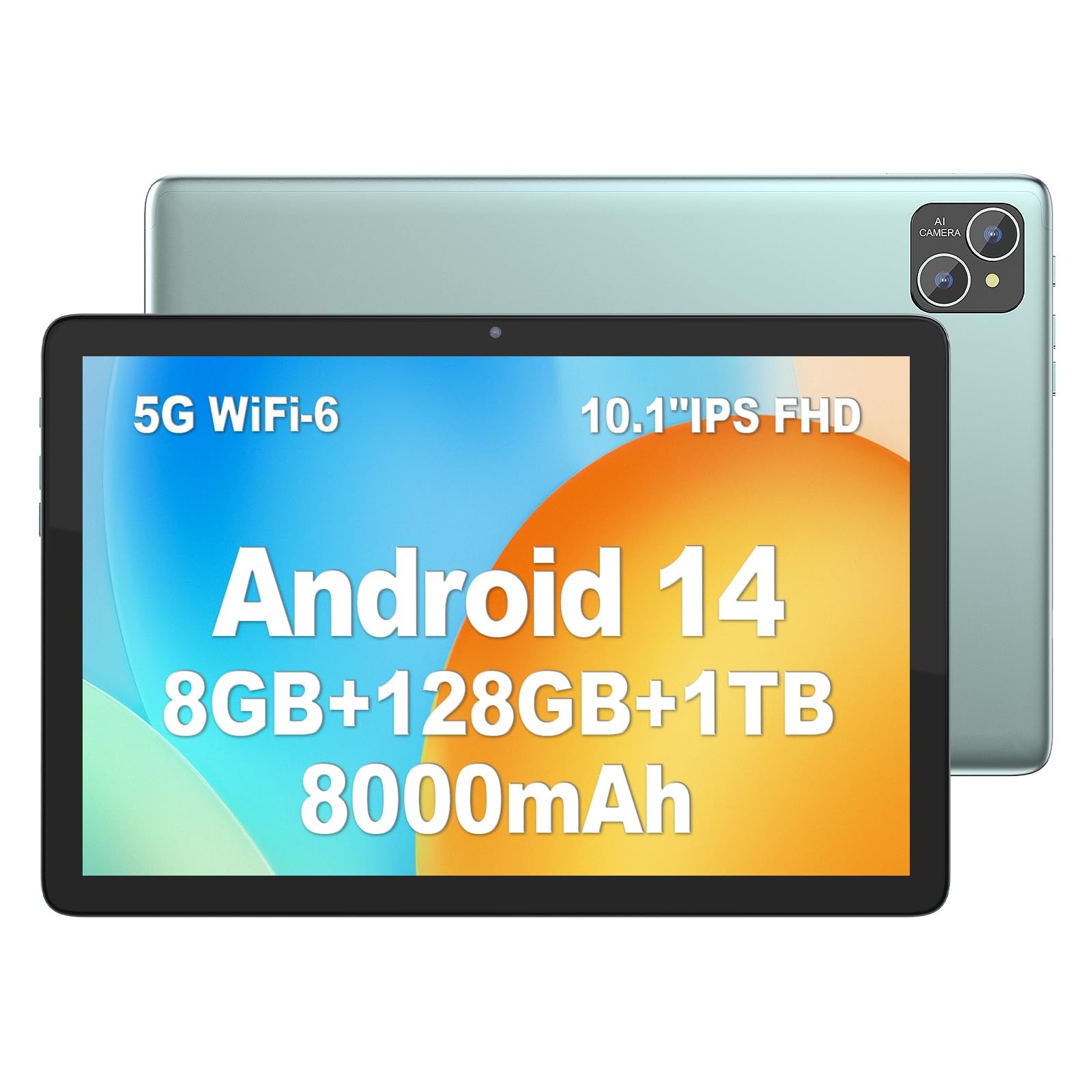 PUTTECH Android 14 Tablet 10.1 inch Tablets Newest, 128GB+8(4+4 Expand) GB 1TB E