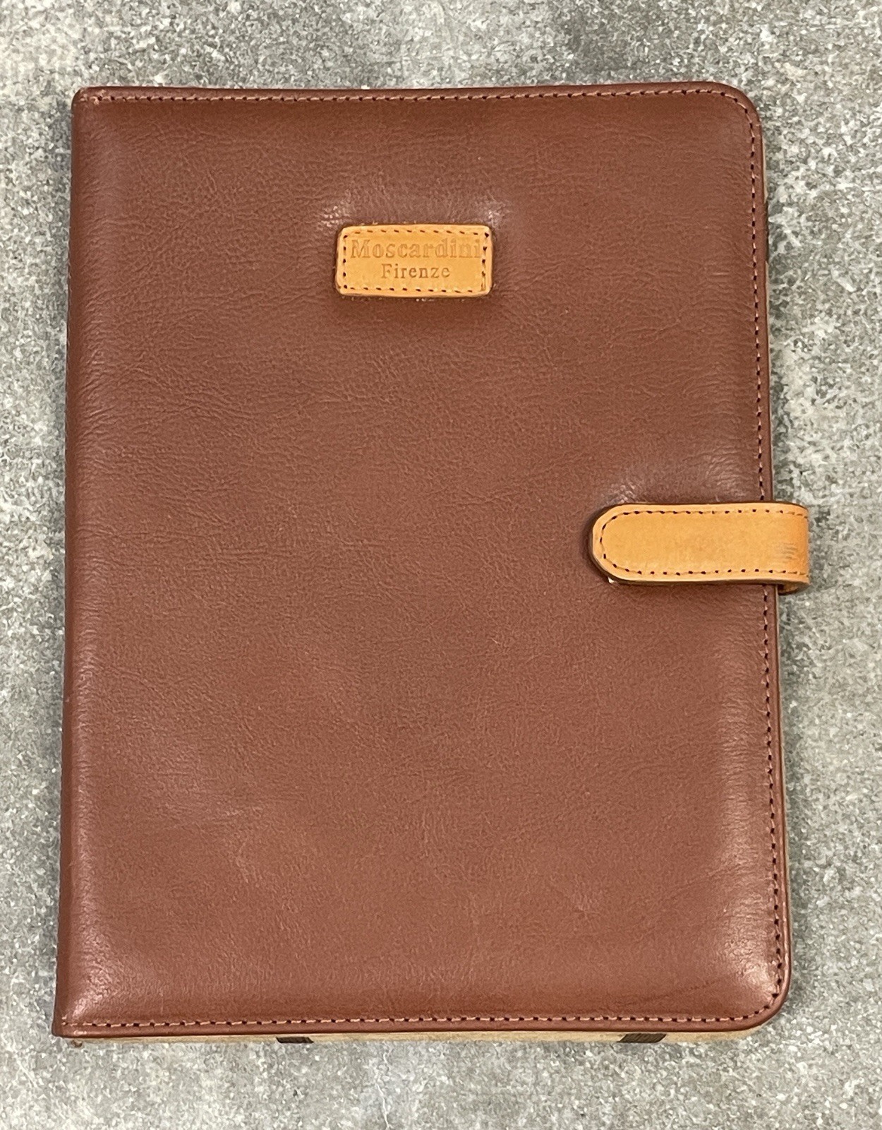 Moscardini Firenze Made in Italy Brown Leather iPad Cover Binder Notebook