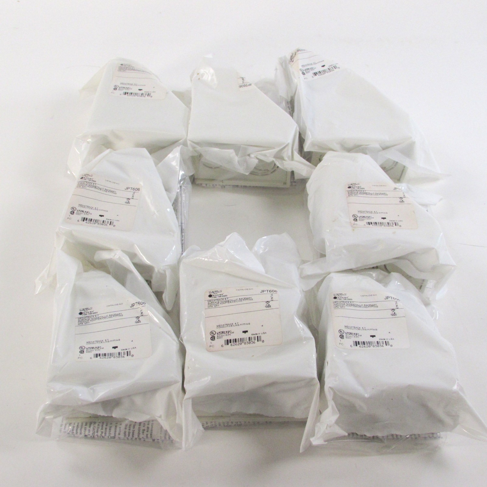 LOT of (8) Black Box JPT606 MediaTrack MT6 Non Metallic Raceway Conduit Adapter