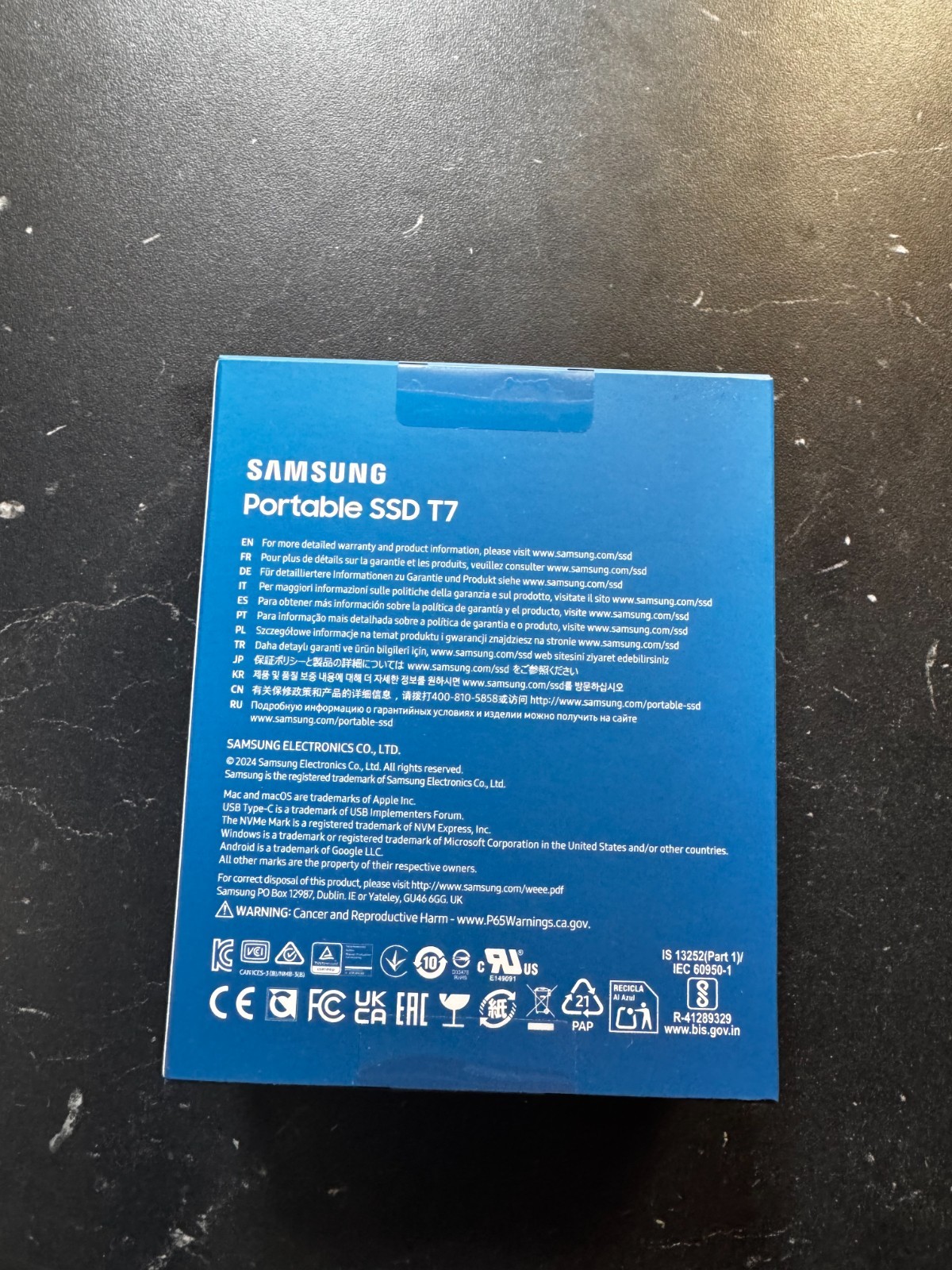 NEVER OPENED Samsung T7 2TB USB 3.2 Portable Solid State Drive – Titan Grey