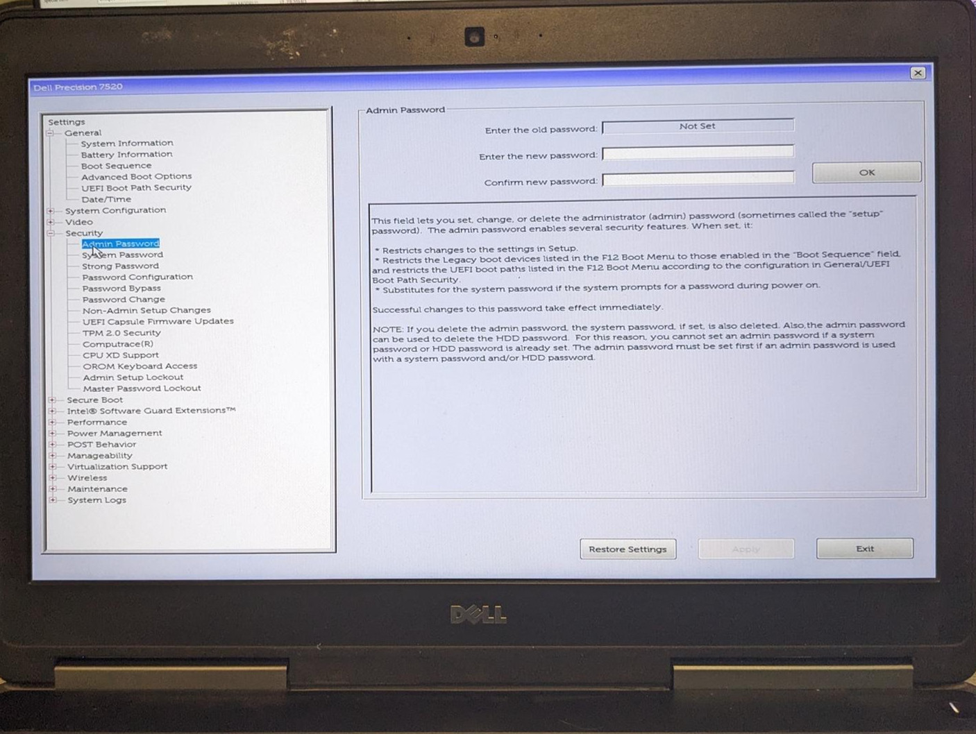 DELL PRECISION 7520 i7-7820HQ @ 2.90GHz, 8GB RAM, NO HDD/OS
