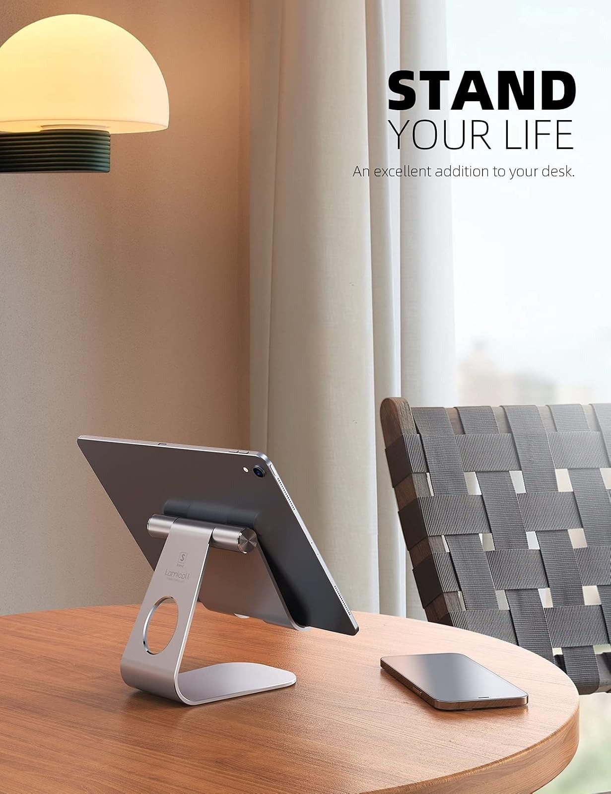 Lamicall Adjustable Tablet Stand for 4-13″ Tablets – Desktop Holder