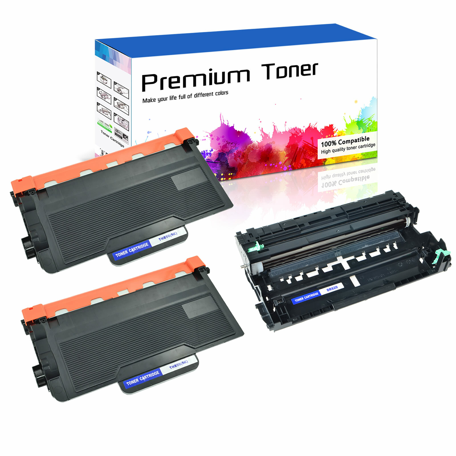 2PK TN850 Toner + 1PK DR820 Drum Unit for Brother HL-L6400DW HL-L6400DWT L6300DW