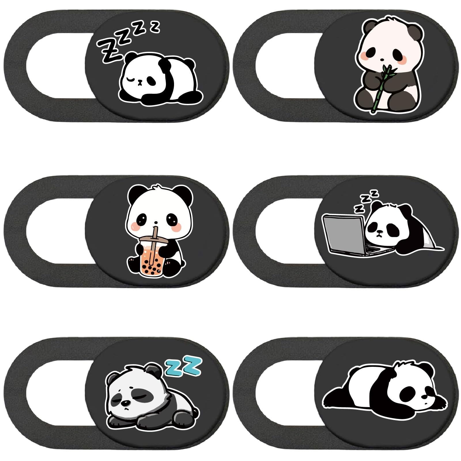 PRESSINART 6Pcs Laptop Camera 0.35 x 0.71 x 0.04inch(9 x 18 x 1mm), Panda