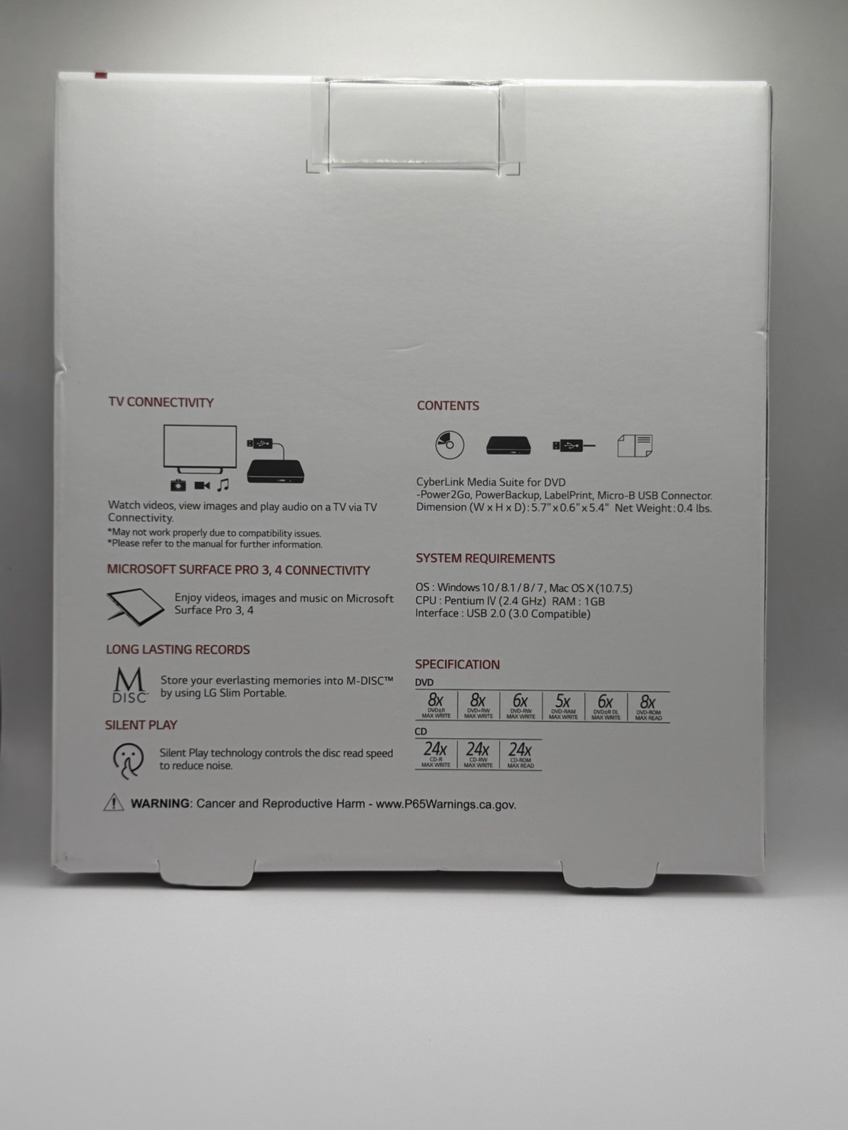 LG SP80NB80 External Drive Ultra Slim Portable DVD Writer Playback Mac & Windows