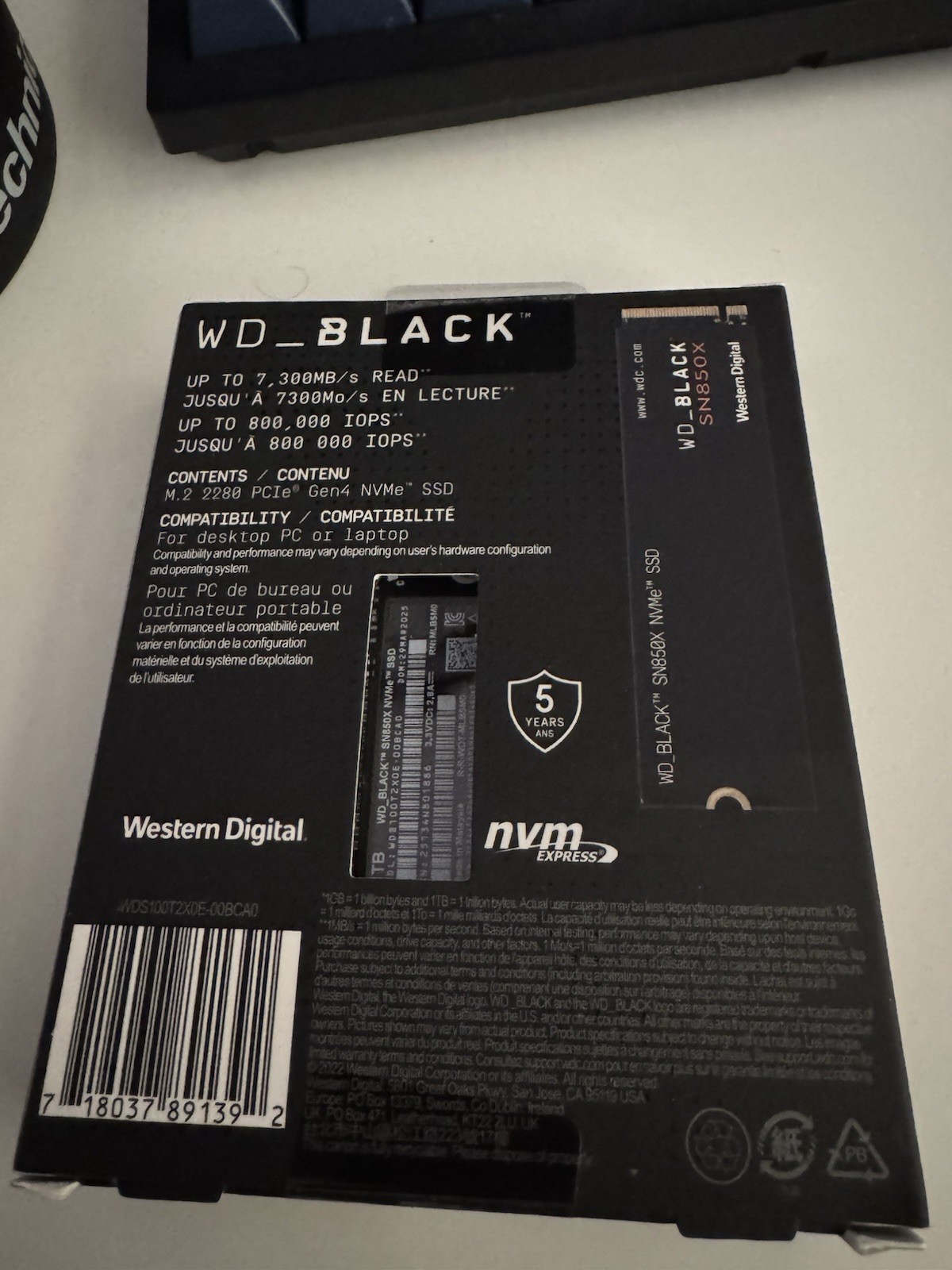 Western Digital WD_BLACK SN850X 1TB NVMe Internal SSD (WDS100T2X0E)