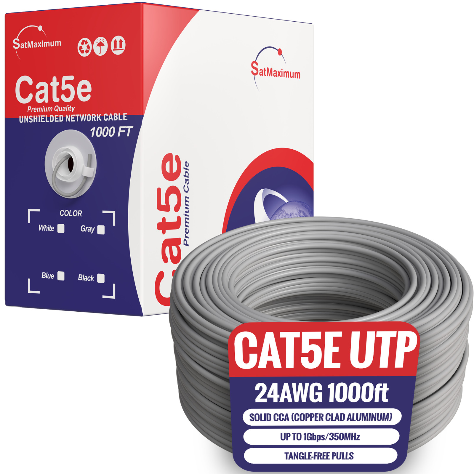 CAT5E Cable 500FT 1000FT UTP Solid Network Ethernet CAT5 23 AWG Wire RJ45 Lan