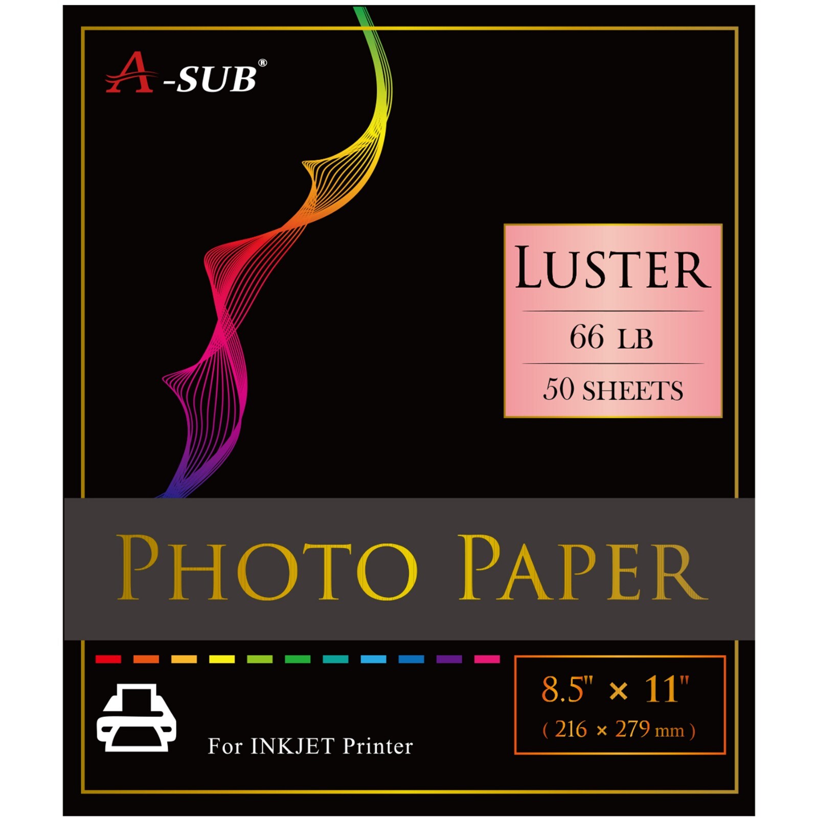 A-SUB Photo Paper 8.5×11 Luster for Inkjet Printer 250gsm Semi-Gloss 50PK 66lb