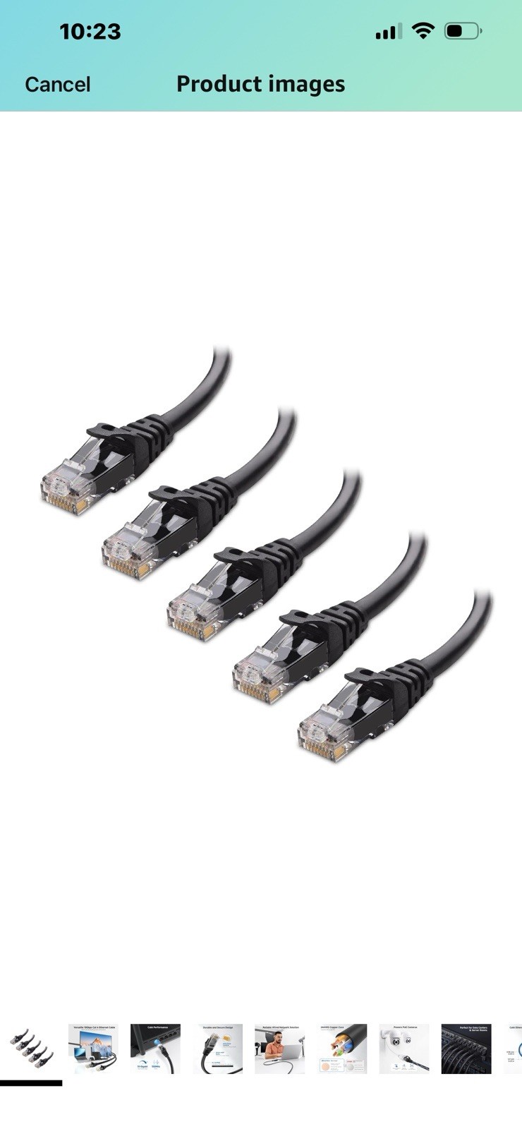 CableGeeker Cat6 Ethernet Cable 5-Pack – 10ft Each – High Speed LAN – NEW