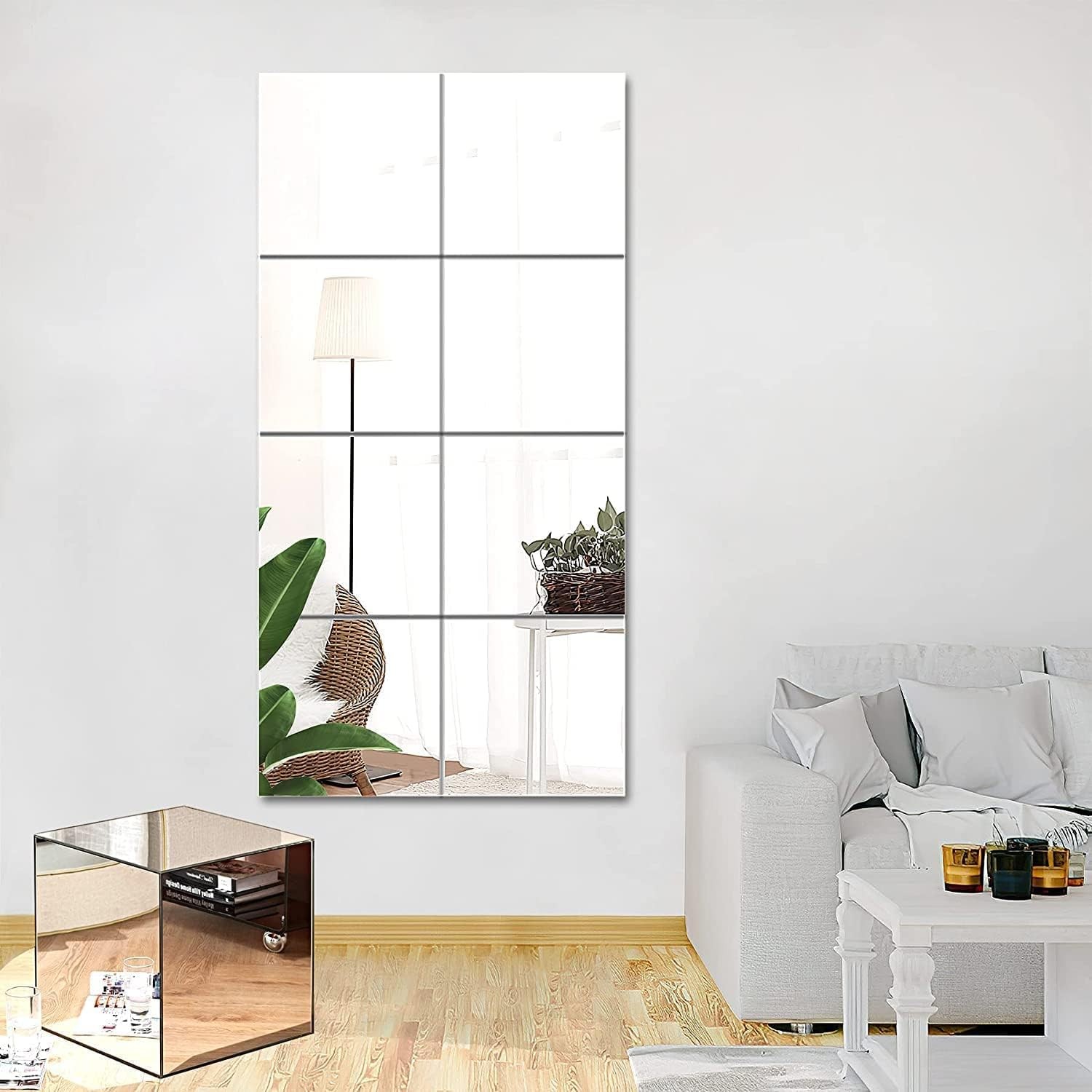 Mirror Tile Reflective Wall Stickers Self Adhesive Film Paper Kitchen Home Decor