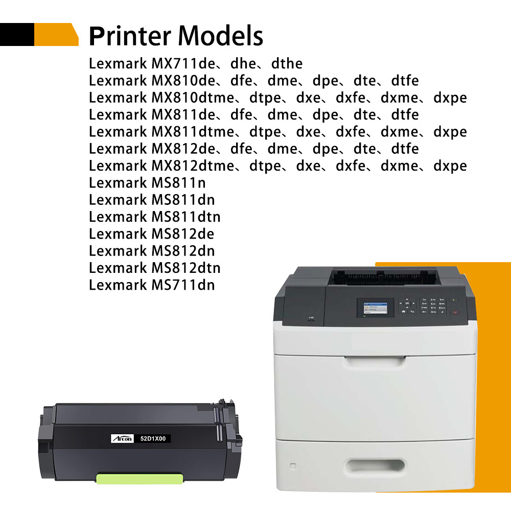1 Pack 52D1X00 521X Toner Compatible for Lexmark MS711 MS811 MS812 MX810 MX812