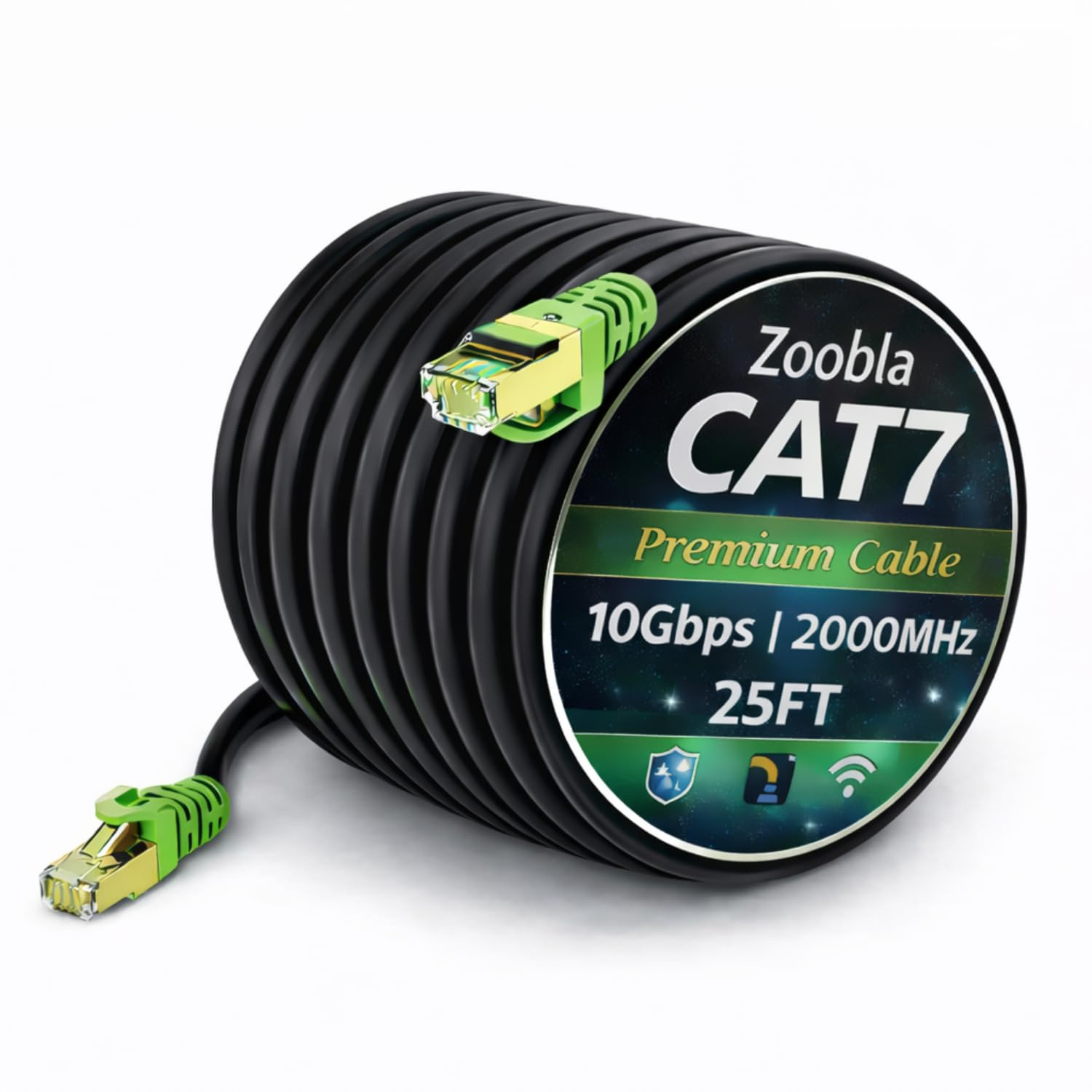 Cat7 SFTP Ethernet Patch Cord 75Ft – 100% Pure Copper LAN Cable, Double Shielded