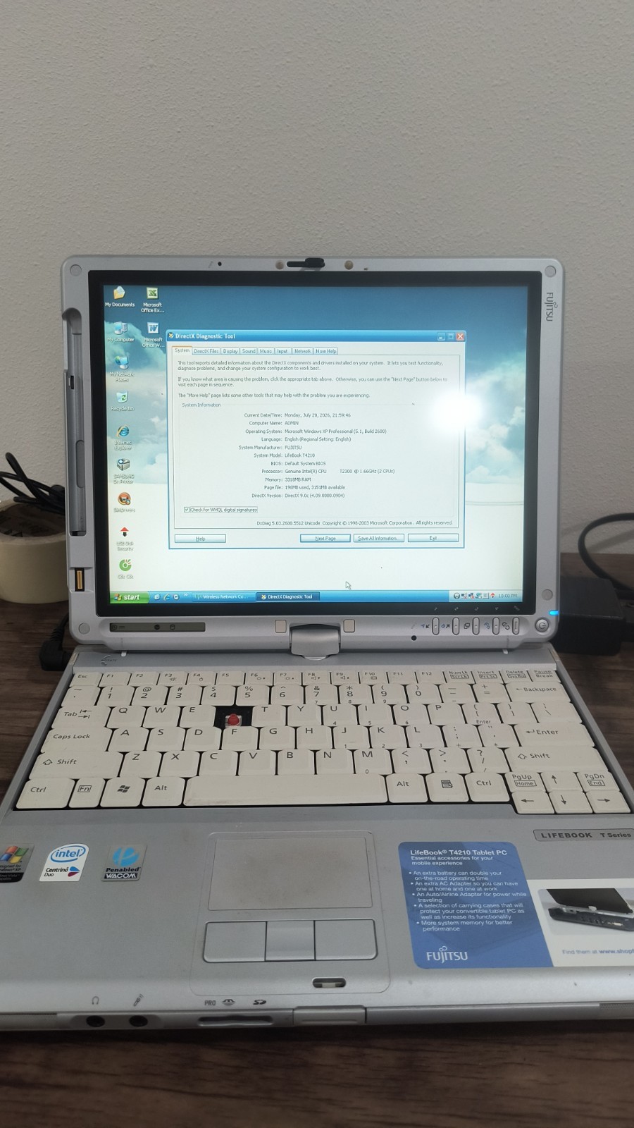 VINTAGE WORKING FUJITSU LIFEBOOK T4210 CONVERTIBLE LAPTOP TABLET