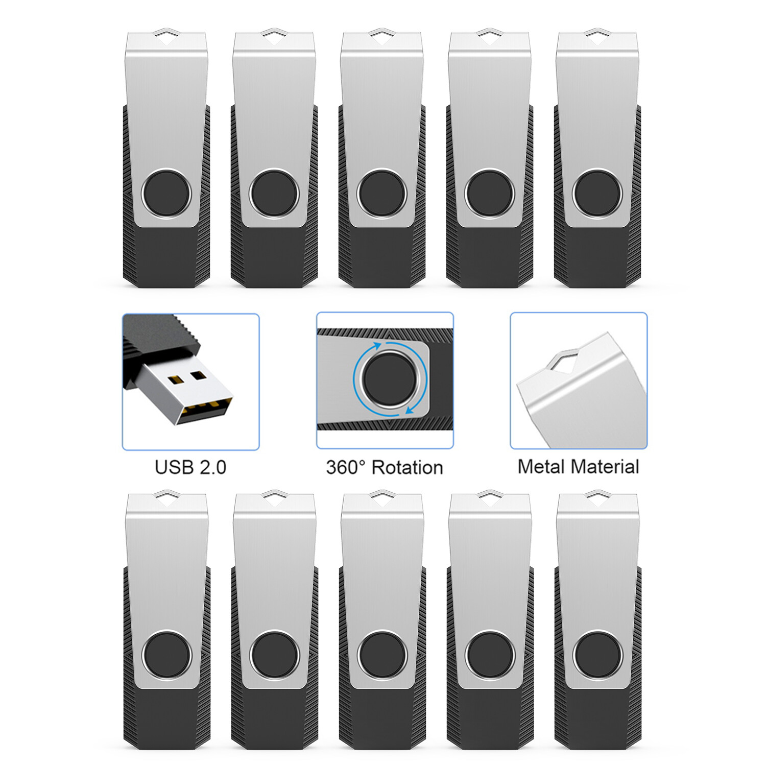 1/5/10PCS USB 2.0 Flash Drive 32GB 64GB 128GB Memory Stick Thumb Drives Lot
