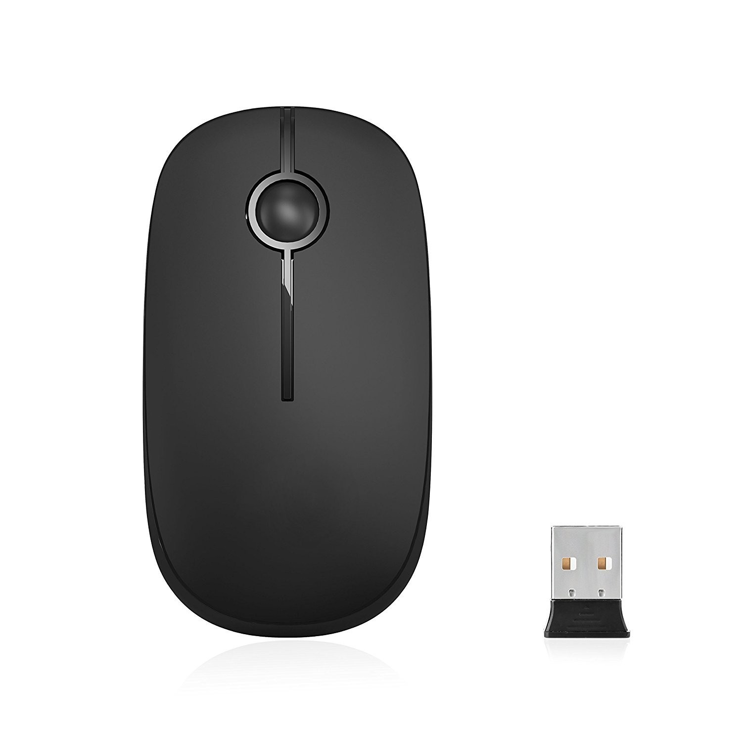 VssoPlor Wireless Mouse, 2.4G Slim Portable Computer Laptop Mouse with Black